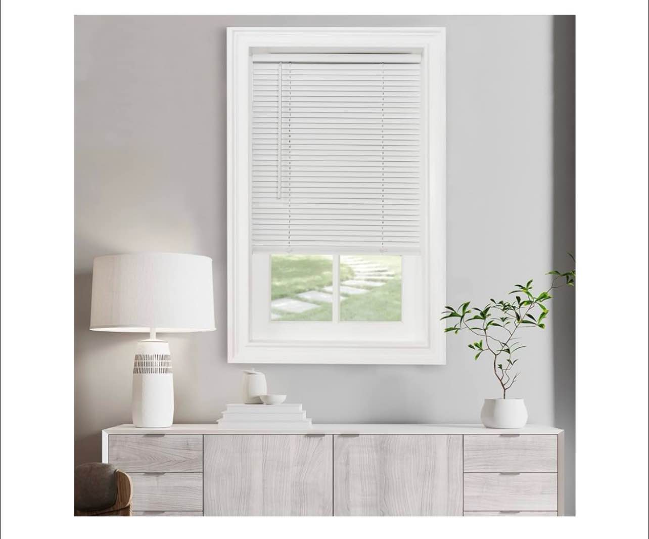 Cordless Light Filtering Mini Blind - 24 Inch Width, 72 Inch Length, 1" Slat Size - Pearl White - Cordless GII Morningstar Horizontal Windows Blinds for Interior by Achim Home Decor
