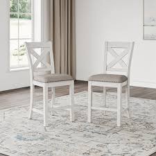 Janeria Upholstered Counter Stool with Solid Wood Frame (Set of 2)