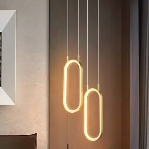 Mini Oval Pendant Lights Dimmable LED Hanging Light Modern Gold