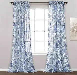 Cynthia Jacobean Polyester Sheer Curtain Pair (Set of 2
