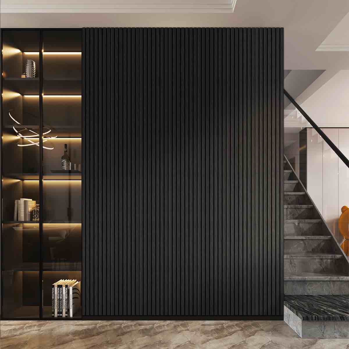 96"*11" Decorative Wood Wall Panels, Acoustic Wall Panels for Walls and Ceilings, Soundproof Wall Panels, Sound Absorbing Wall Art (Set of 4)