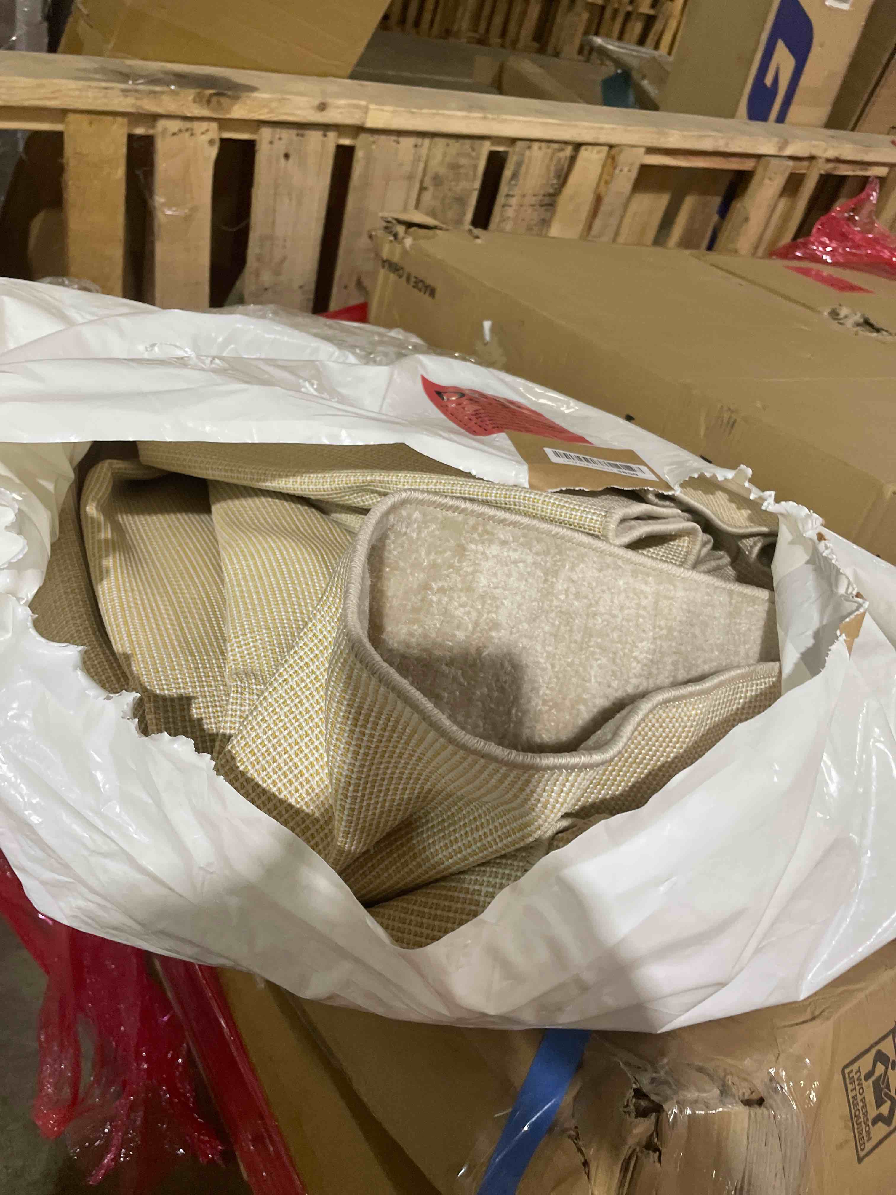 Condition photo showing As Is for glowsol washable area rug, modern solid neutral rug, 9x12, stain-resistant, soft, low pile, non slip, for living room, bedroom, dining room, beige