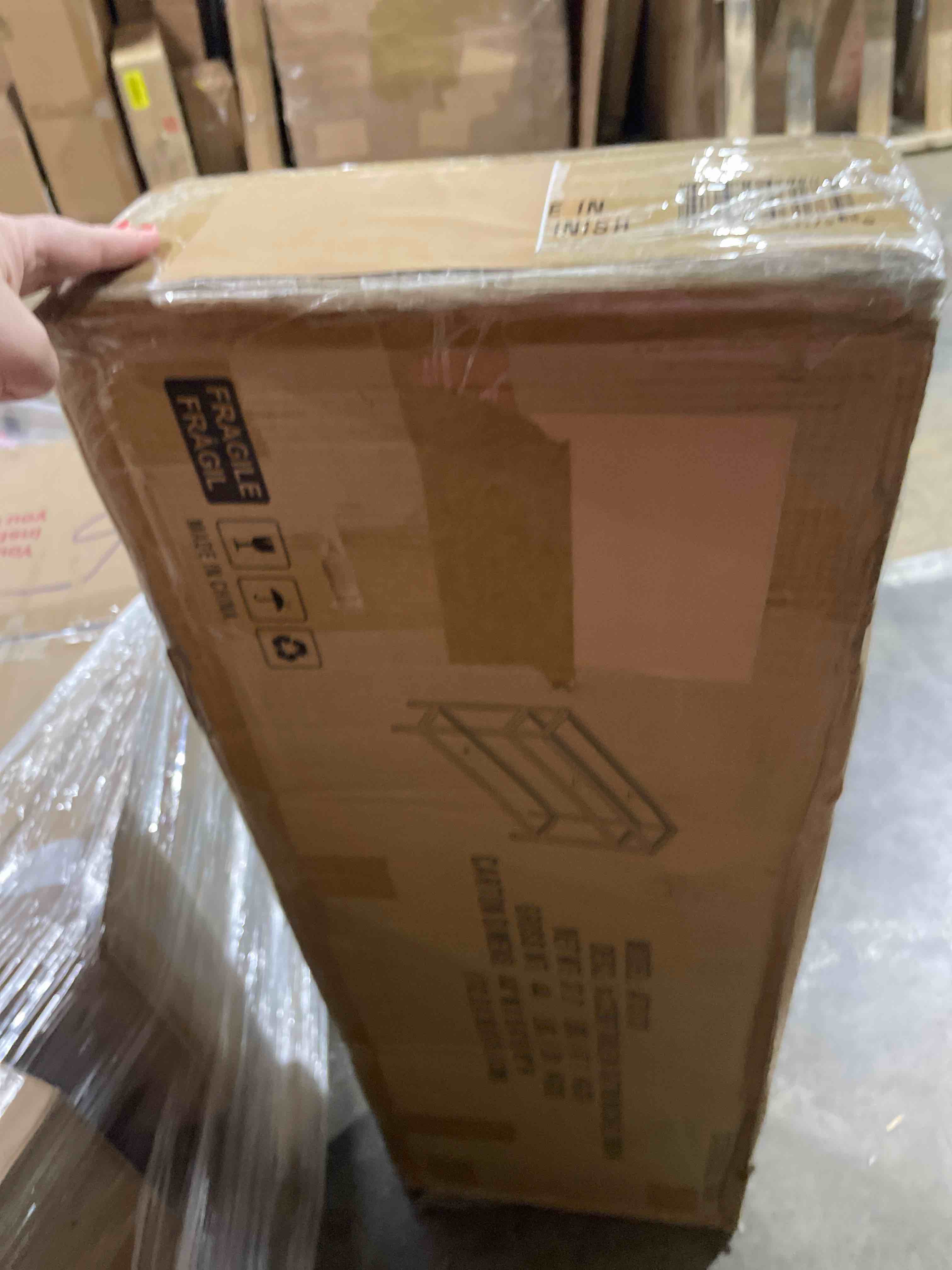 Condition photo showing Good Condition for henn&hart 42" wide rectangular console table in satin nickel, entryway table, accent table for living room, hallway