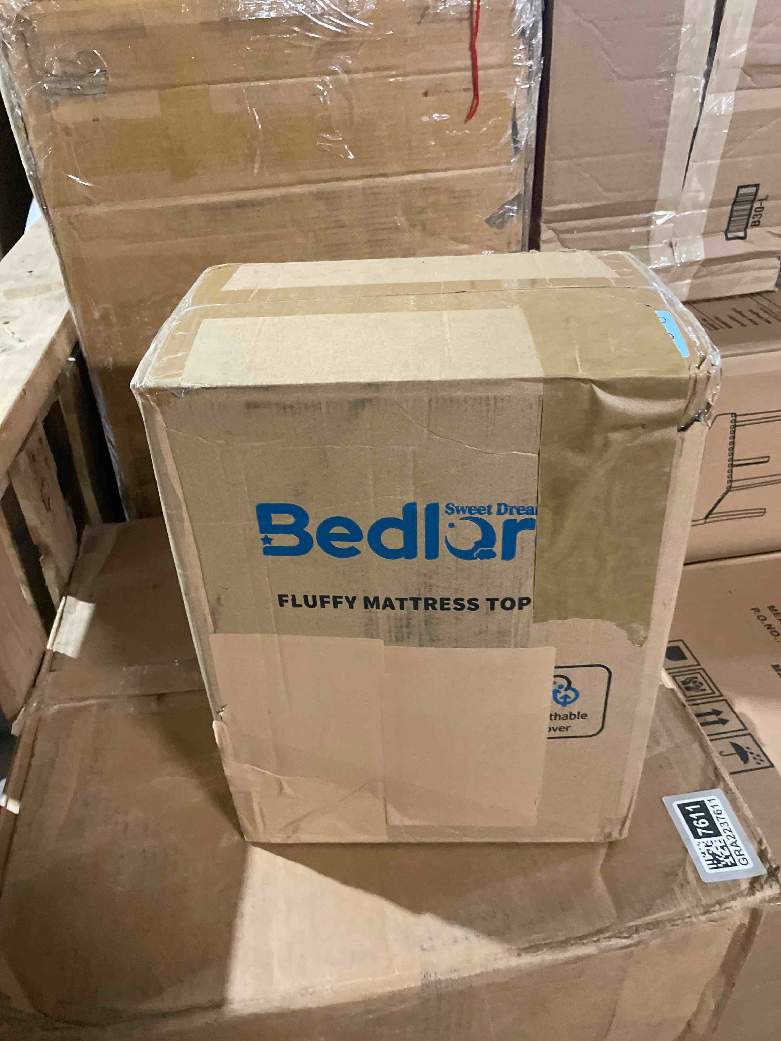 Condition photo showing New/Like New for bedlore 4-inch king mattress topper for back pain - dual layer medium support (2" gel memory foam + 2" cooling fluffy pillow top pad), breathable & pressure relief (gray) gray king