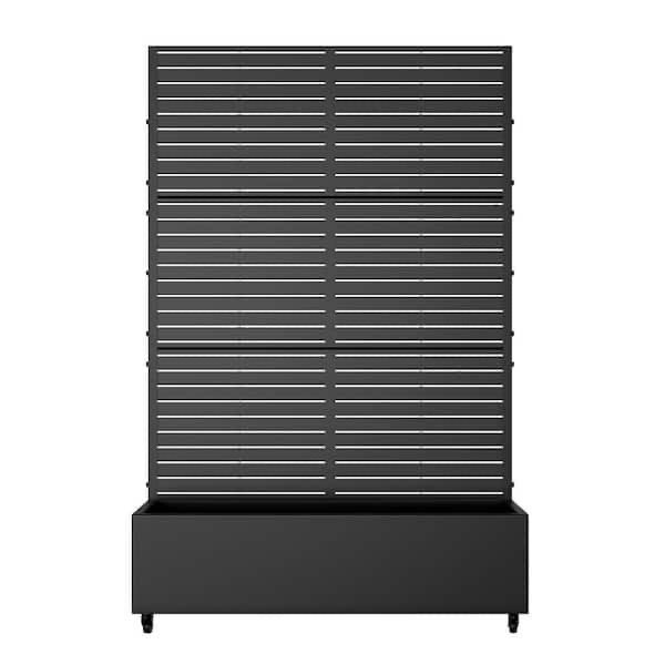 1 piece 71.37 in. h x 46.8 in. w black metal rectangle outdoor planting box with climbing frame decorative art panel