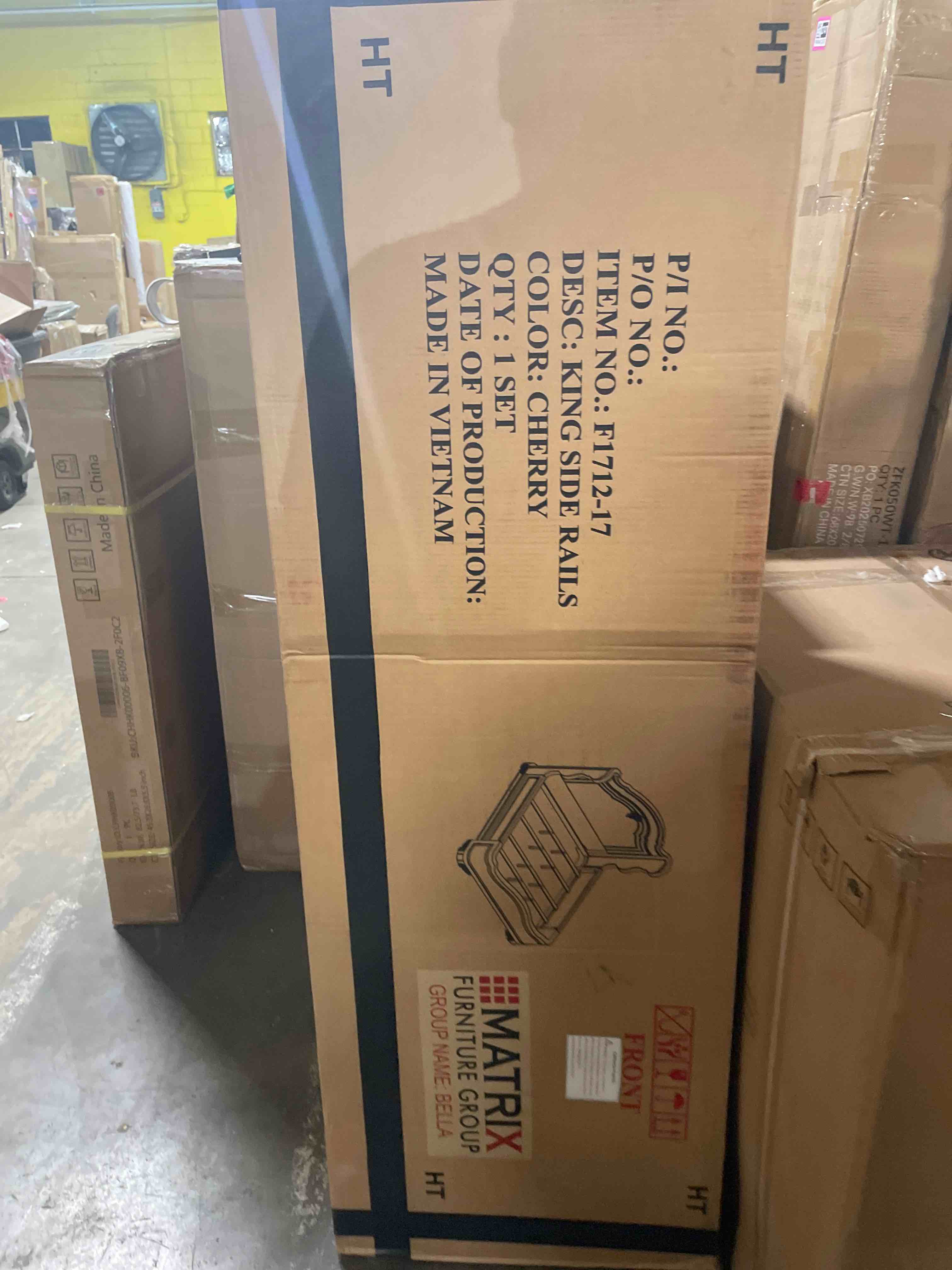 Condition photo showing As Is for (side rails only) bella traditional style queen bed made with wood in cherry