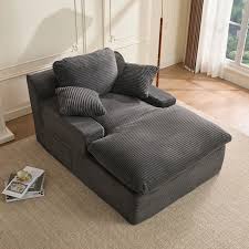 Grey striped couch ONLY ONE BOX