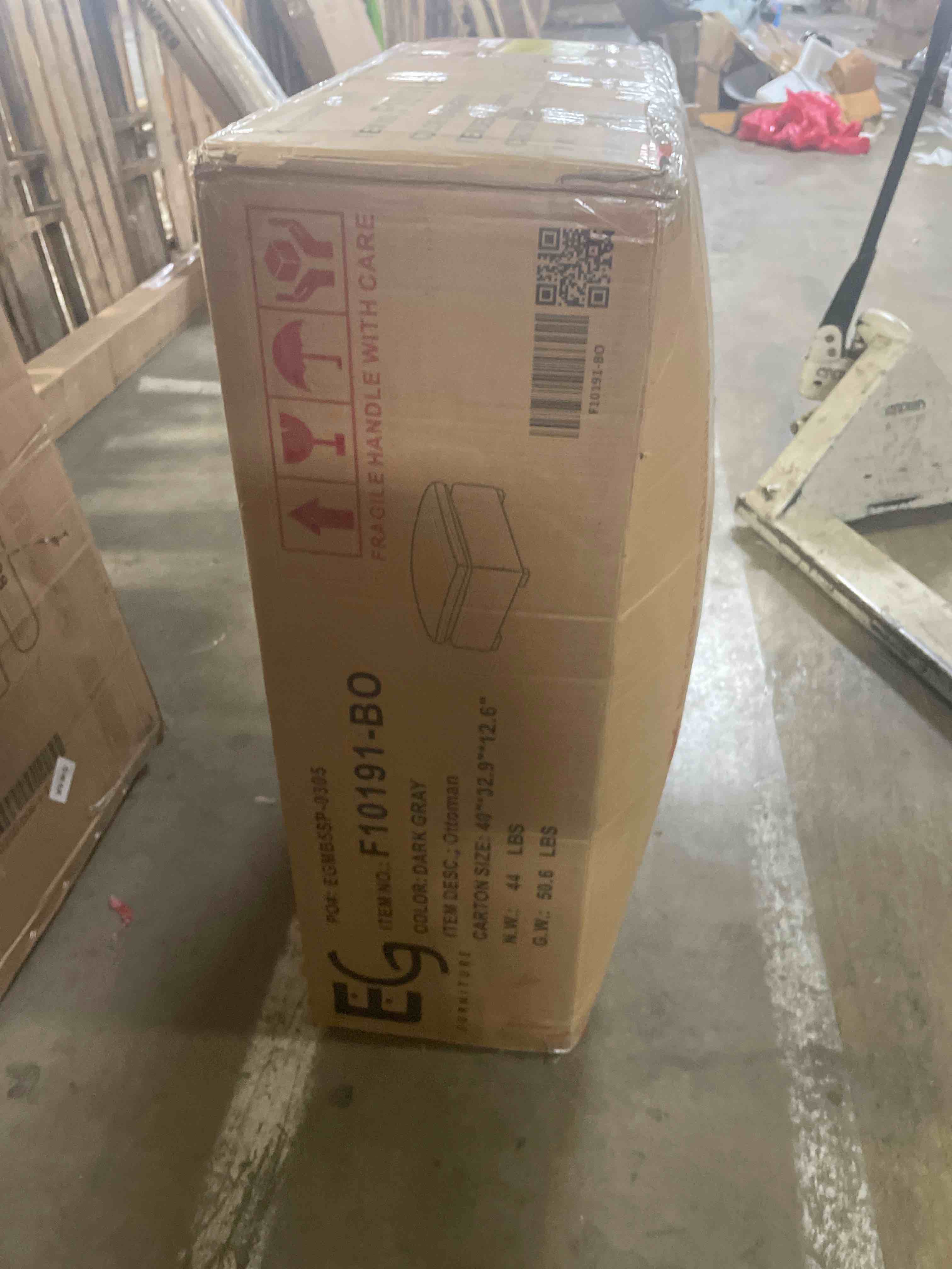 Condition photo showing As Is for footstool dark grey microfiber fabric 27.6x21.7x16.1 in durable6,2kg