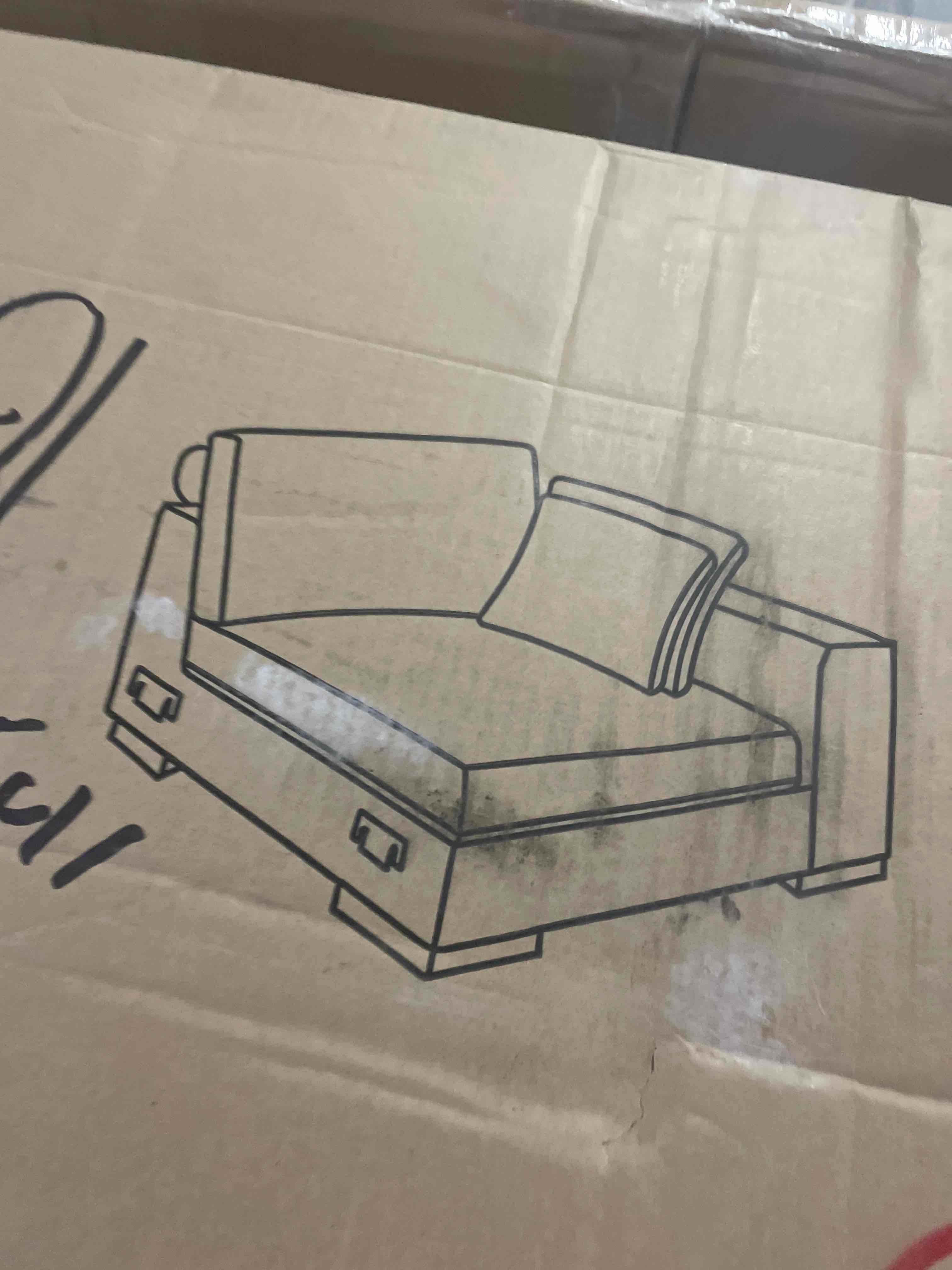 Condition photo showing Good Condition for only one box incomplete erye 82.5-inch left facing corner sleeper sectional sofa bed for living room office,l-shaped chenille upholstered convertible pull out sleeper couch bed w/storage ottoman | usb-c ports