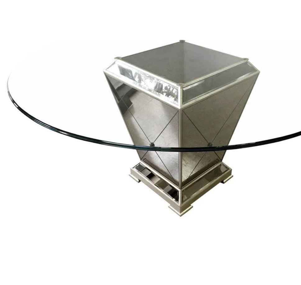 (ONLY TABLE BASE) Best Master Furniture YJ001 Wood and Glass Round Dining Table - 