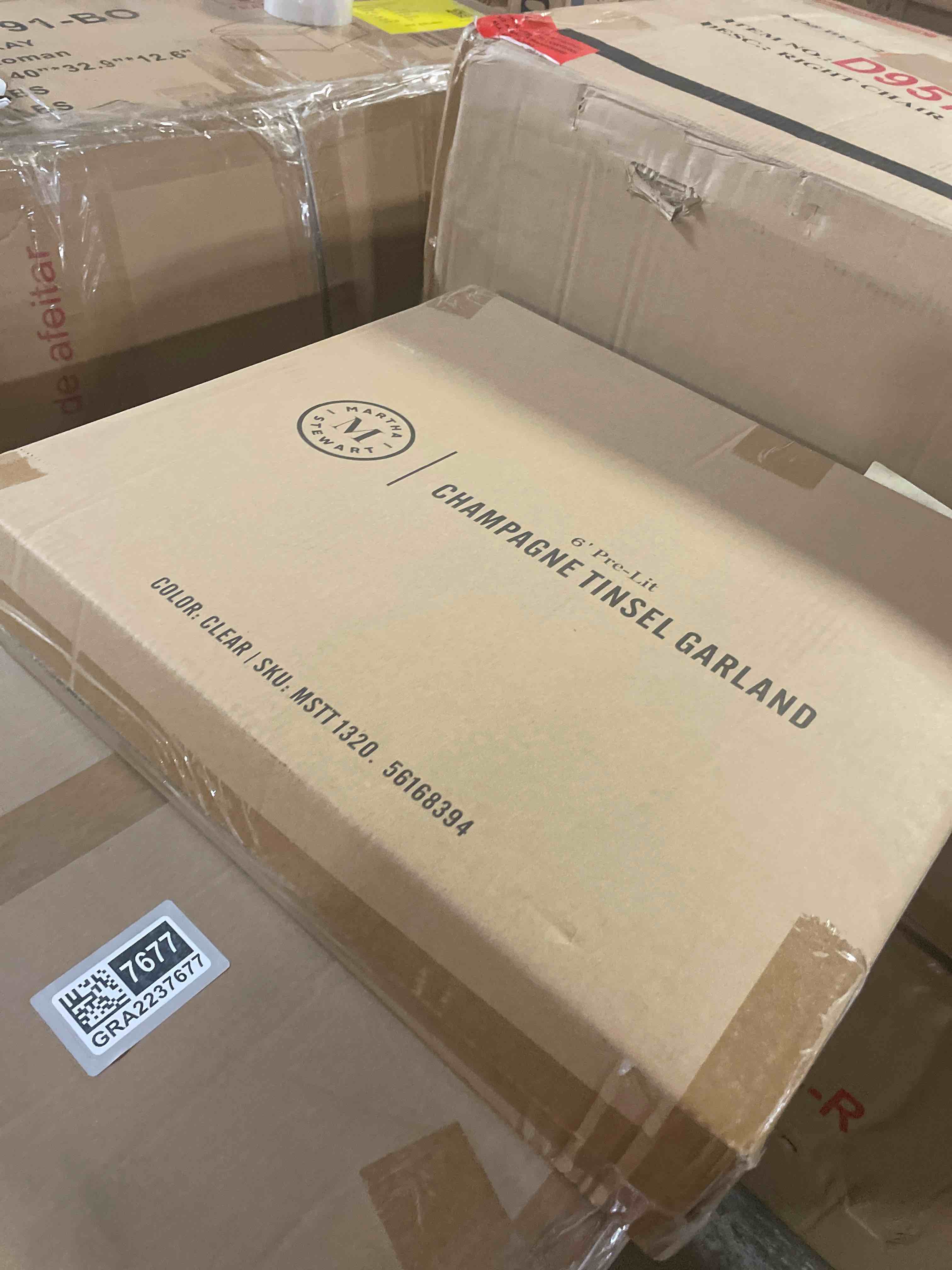 Condition photo showing New/Like New for champagne tinsel garland