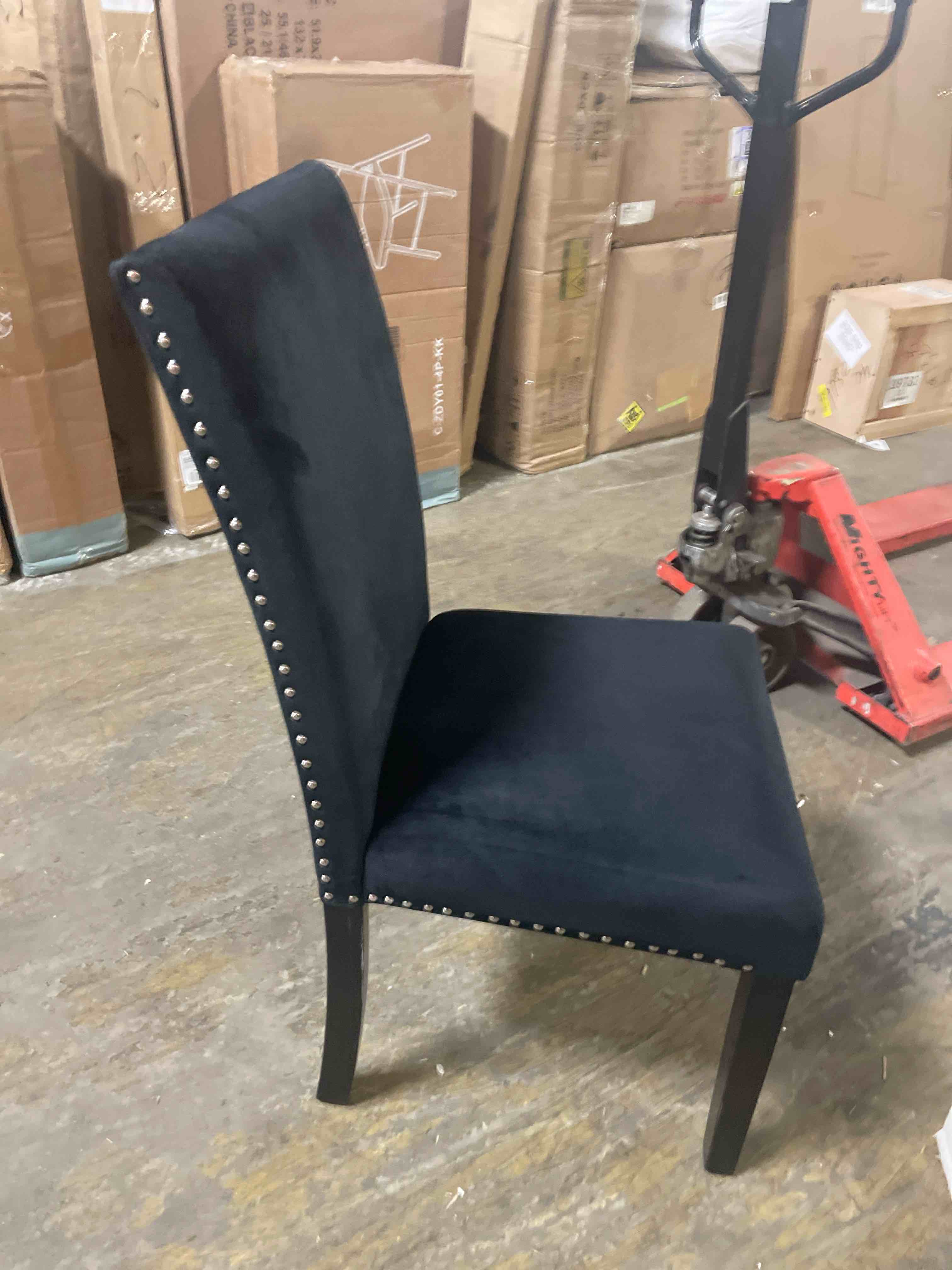 Condition photo showing Good Condition for riviera black solid back upholstered dining chair