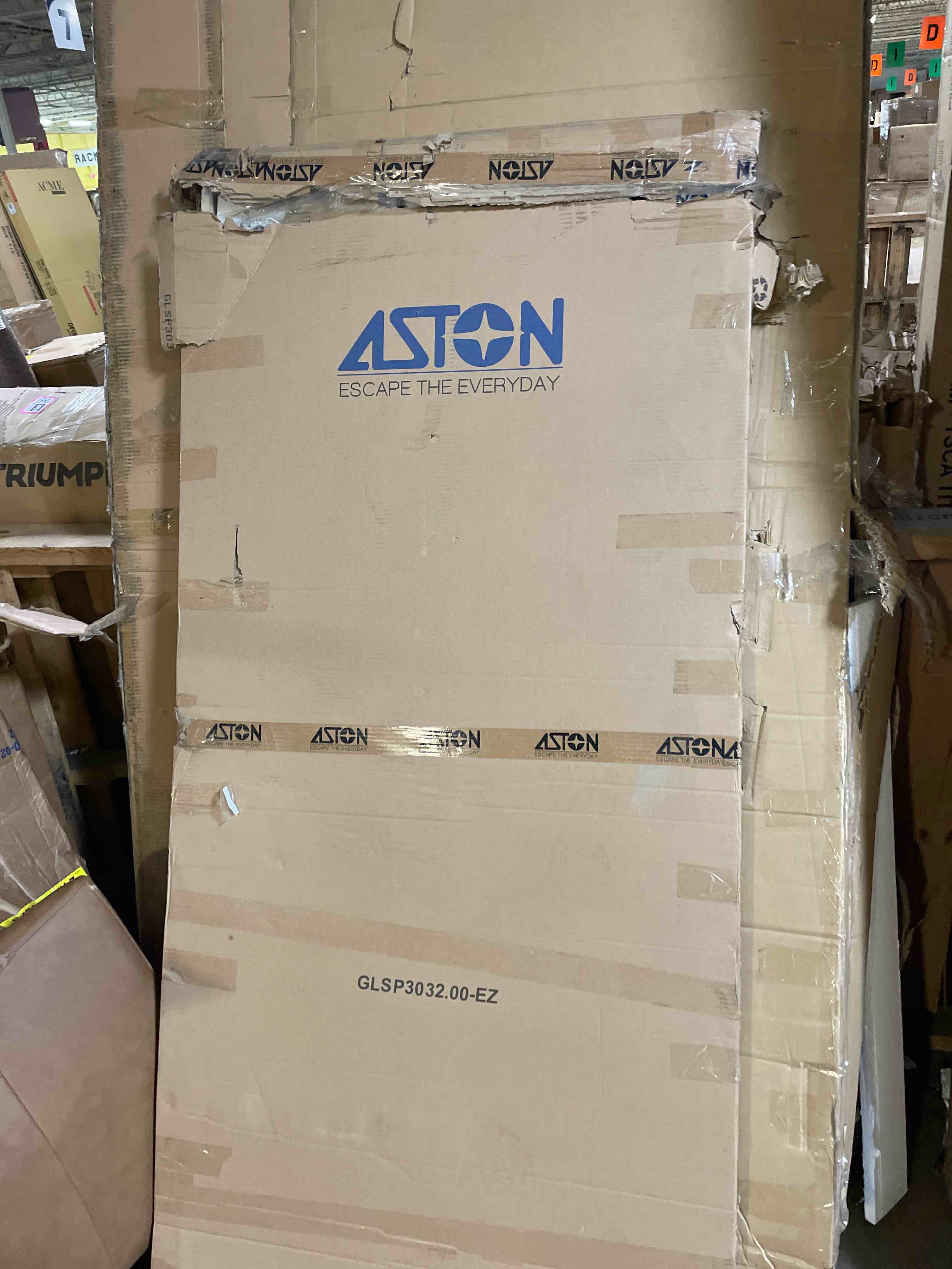 Condition photo showing Good Condition for aston avalux gs 32" x 38" x 72" completely frameless hinged shower enclosure with glass shelves, brushed stainless steel (incomplete)