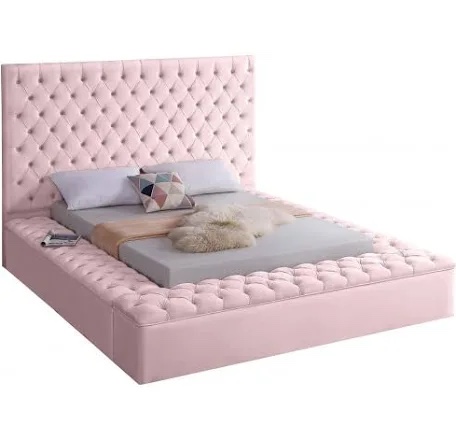 Meridian Furniture - Bliss Velvet King Bed in Pink - BlissPink-K (incomplete)