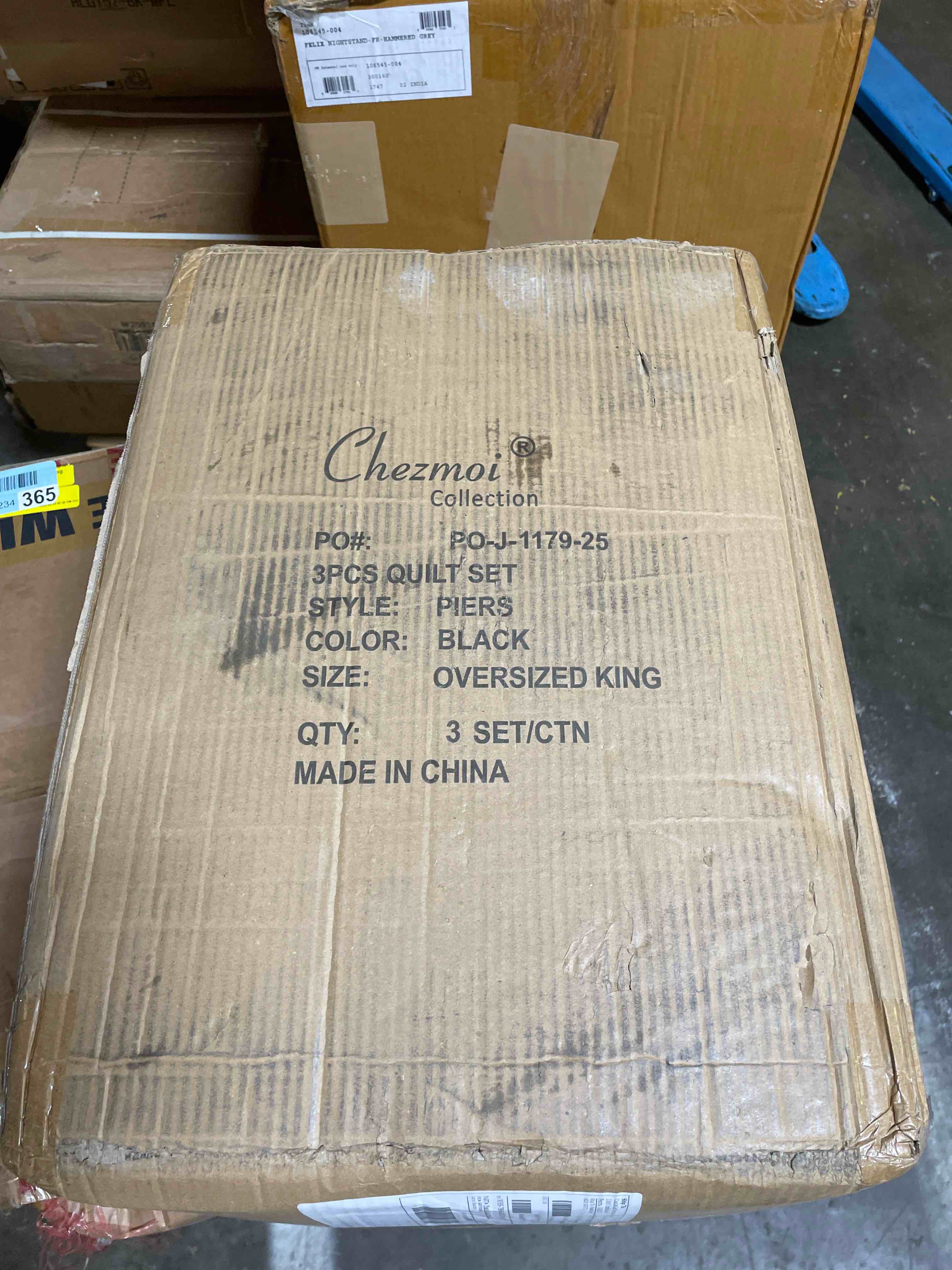 Condition photo showing New/Like New for chezmoi collection george 3-piece jacquard quilt set queen size, black textured woven lightweight rectangle quilted bedspread for all seasons (1 quilt 92x96 inches, 2 shams)