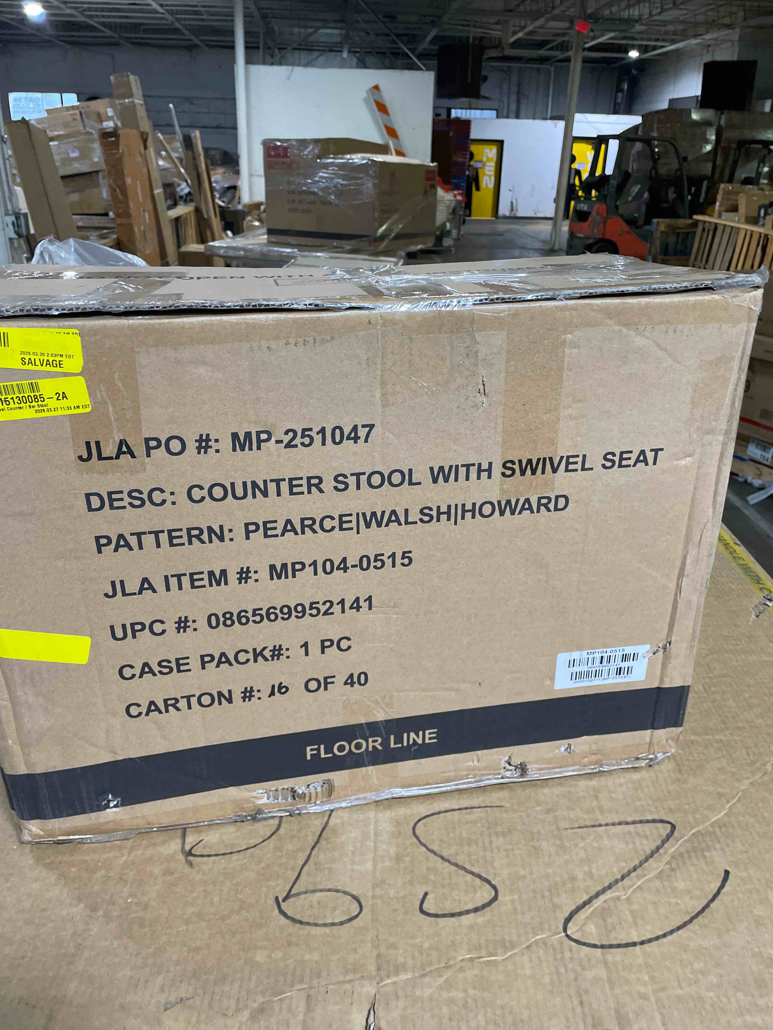 Condition photo showing New/Like New for howard counter height barstool with swivel seat gray - madison park: upholstered, metal-wood frame, footrest