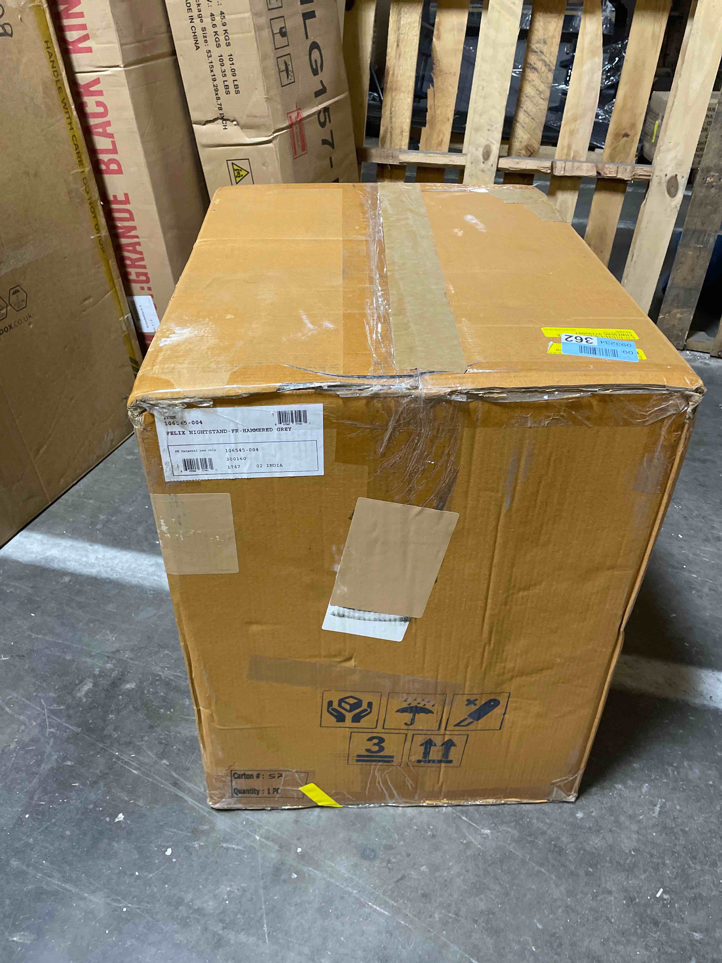 Condition photo showing New/Like New for baxton studio nura nightstand walnut brown wood 