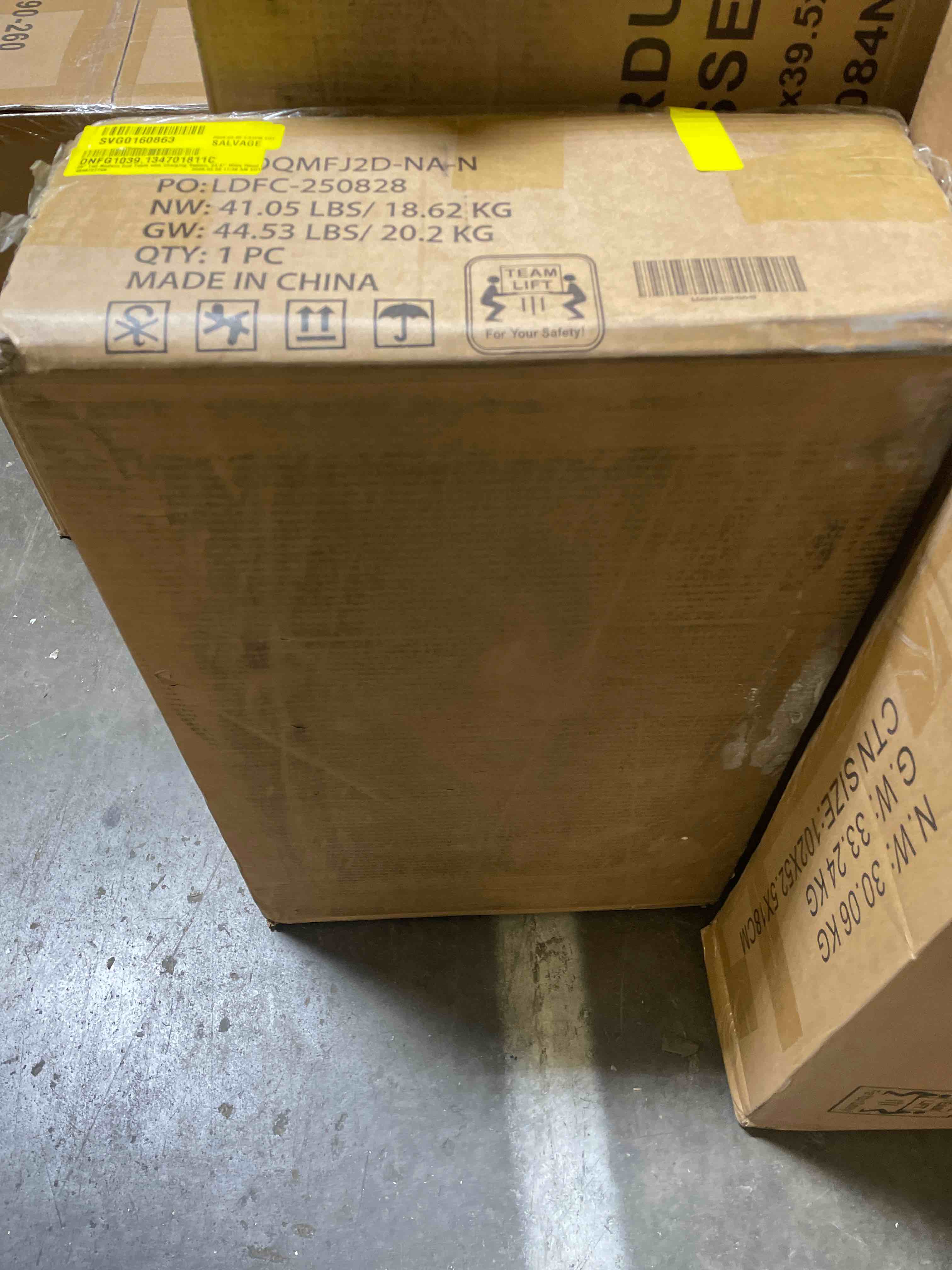 Condition photo showing New/Like New for hauoms 25" tall modern nightstand with charging station, 23.6" wide wood bedside table w/2 storage drawers, curved profile design, large mid century end table for bedroom, living room, walnut