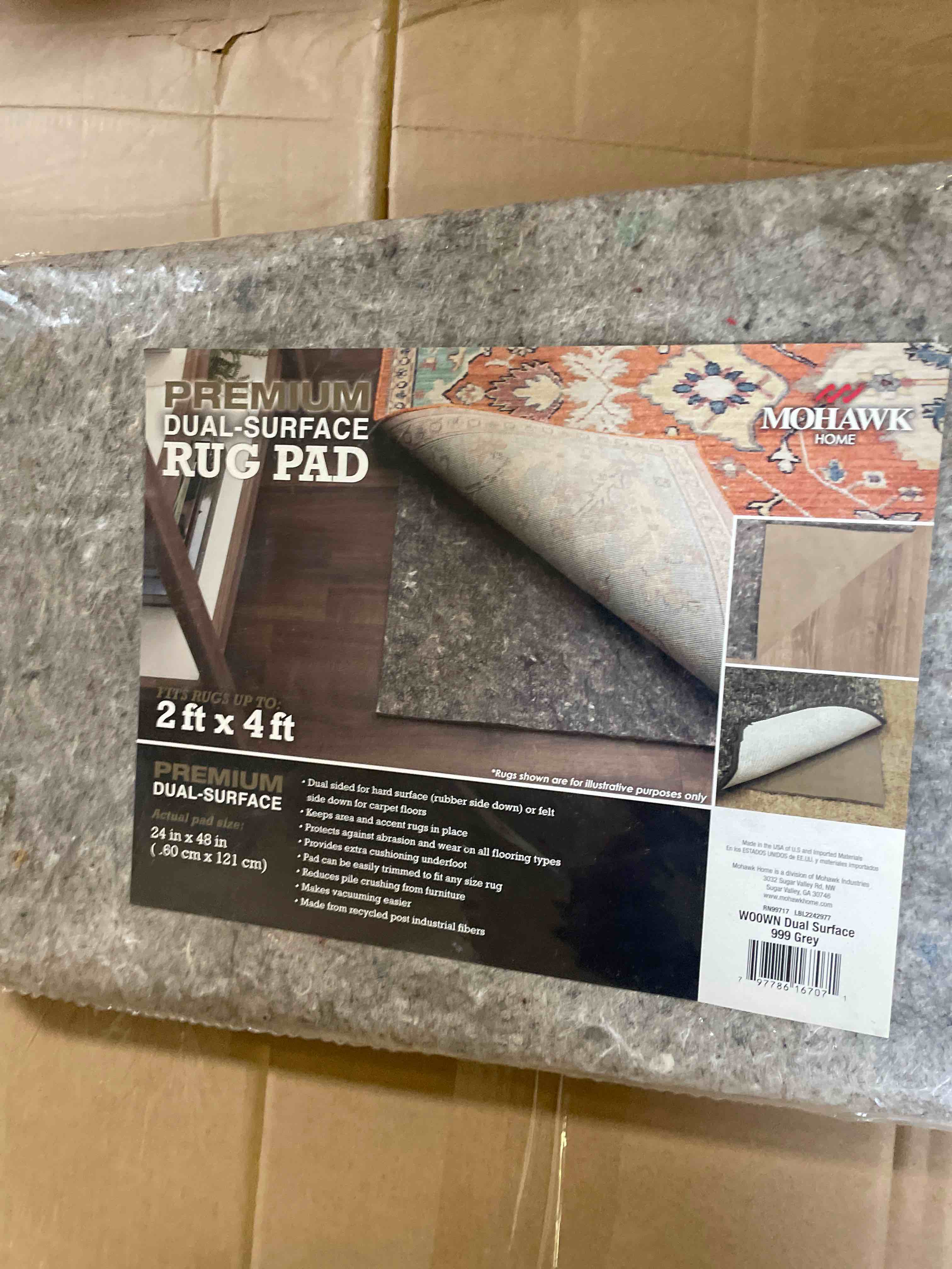 Condition photo showing New/Like New for mohawk home non slip rug pad 2' x 4' - 1/2" thick felt + latex rubber gripper - dual surface cushion for hardwood, carpet, tile floors, made in usa