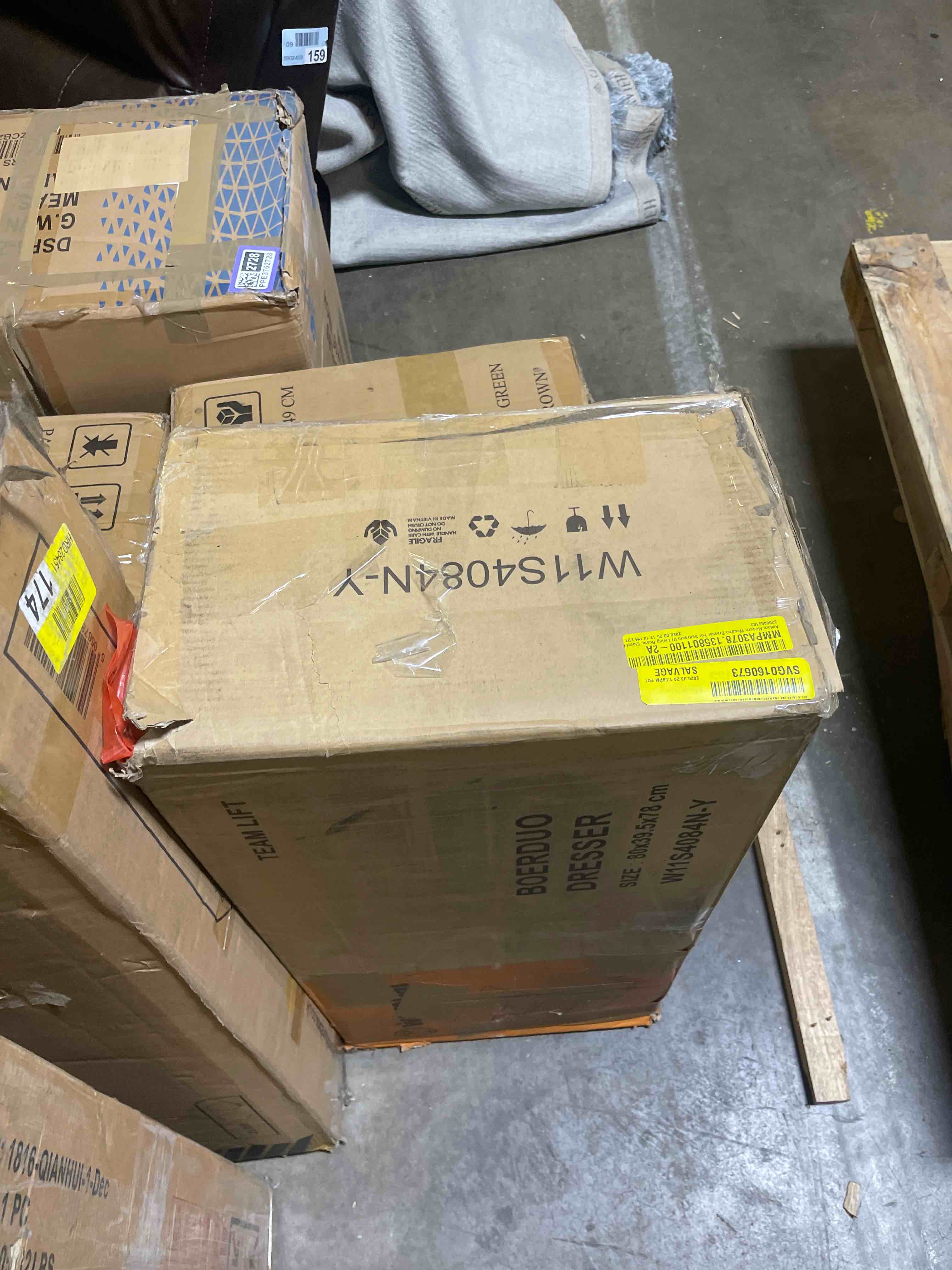 Condition photo showing New/Like New for aadam modern wooden dresser for bedroom or living room, closet organizer with 9 spacious drawers, metal base chest of drawers (only one dresser not 3)
