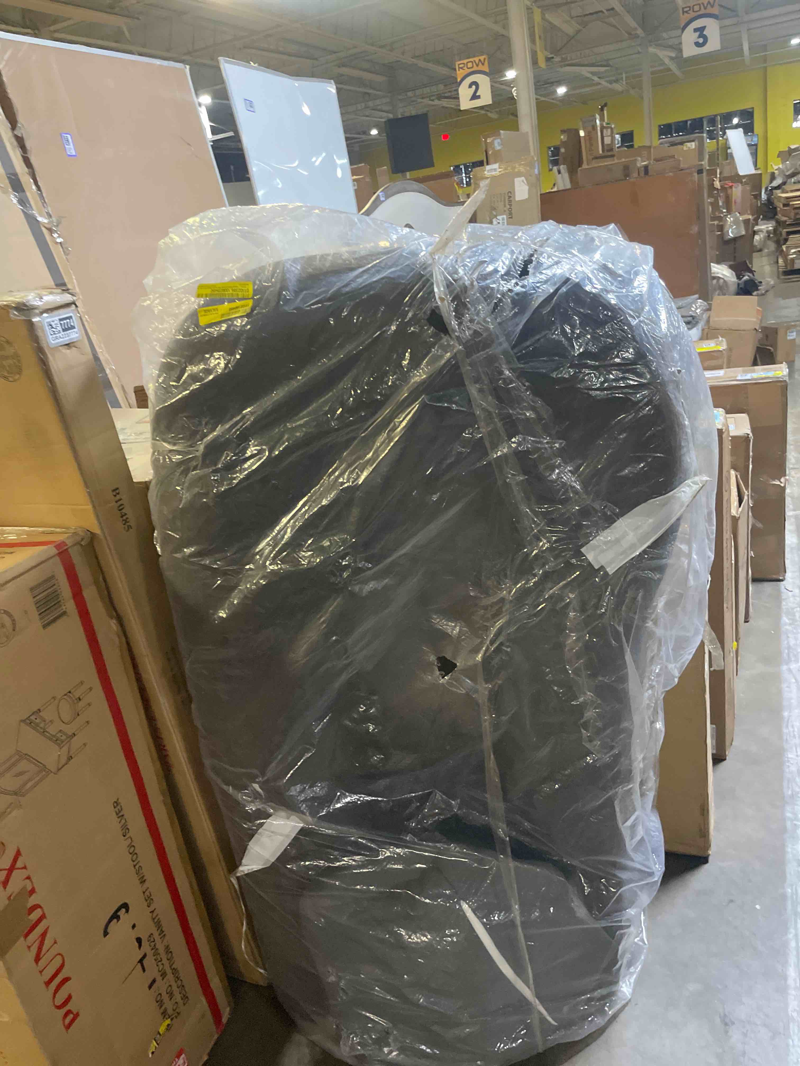 Condition photo showing As Is for 2-piece l-shaped sectional sofa with curved design and left-facing chaise by wrought studio™ ( chaise only)