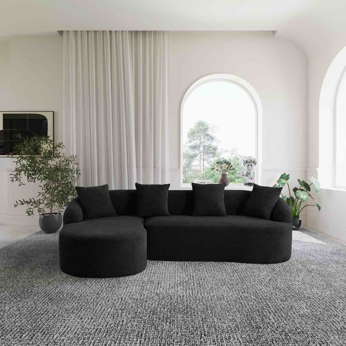 2-piece l-shaped sectional sofa with curved design and left-facing chaise by wrought studio™ ( chaise only)