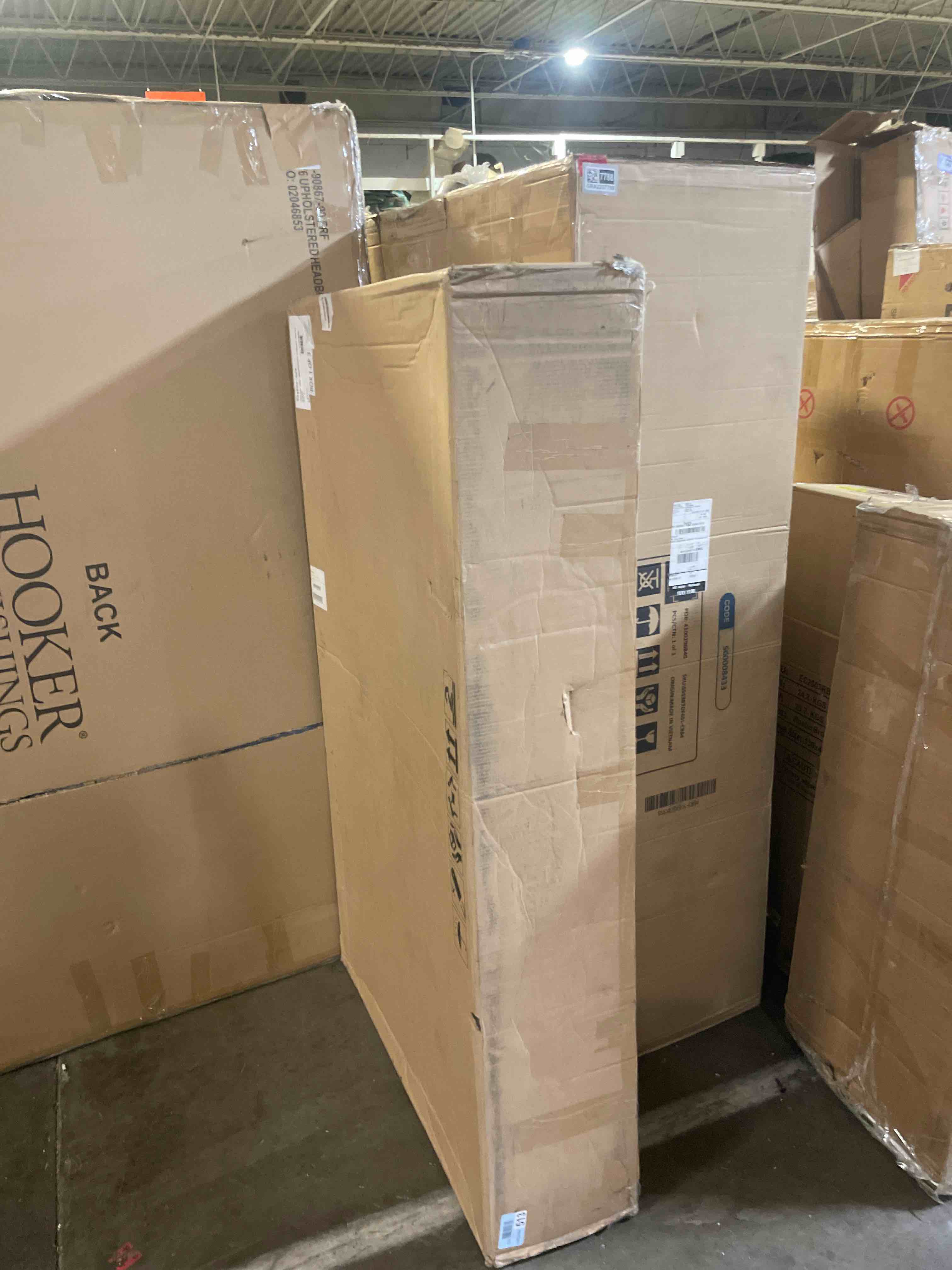 Condition photo showing As Is for queen four hands inwood bed (headboard only box 1/3) 