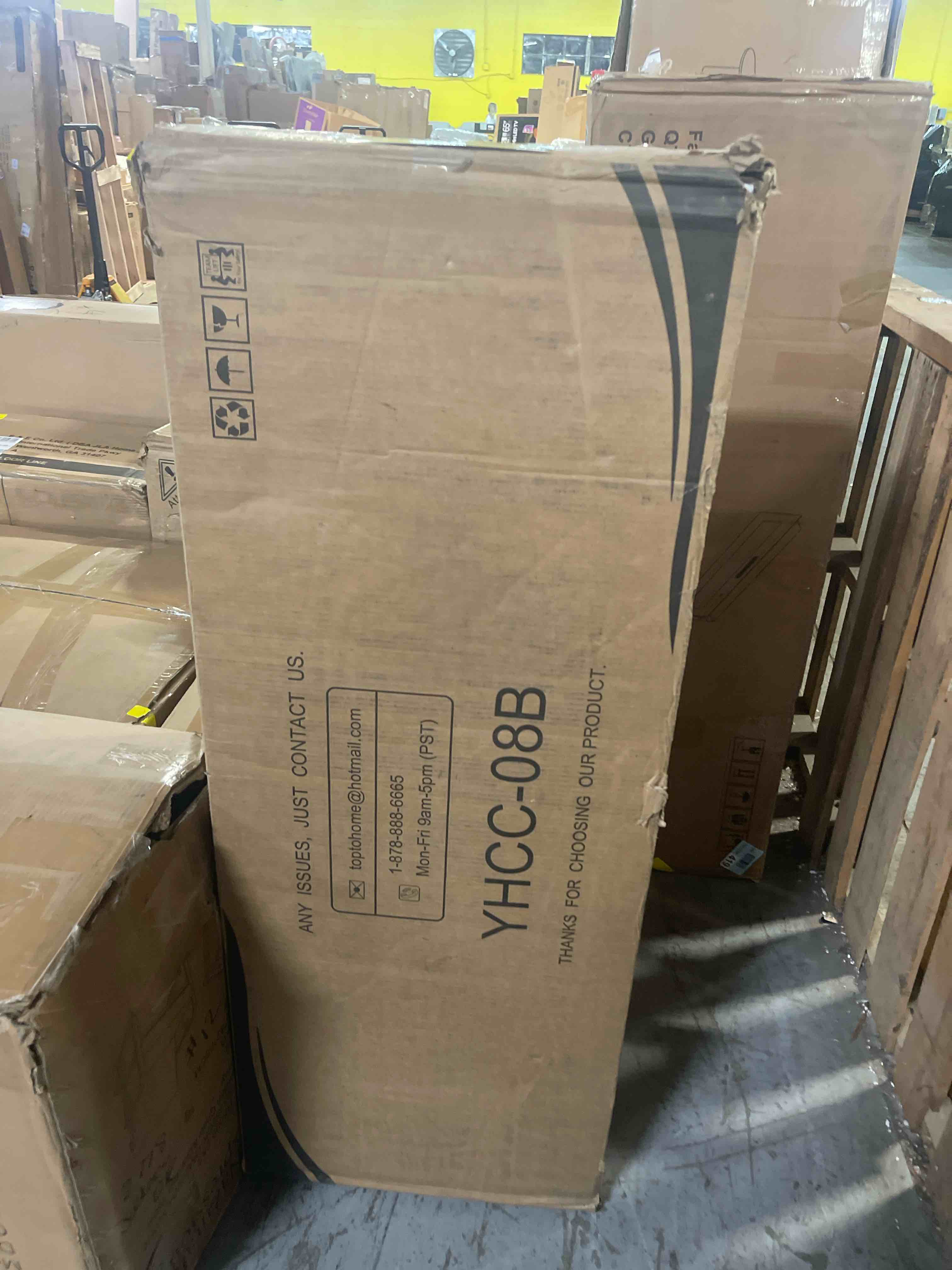 Condition photo showing As Is for 86.8" w closet system with 6 drawers and 4 hanging rods