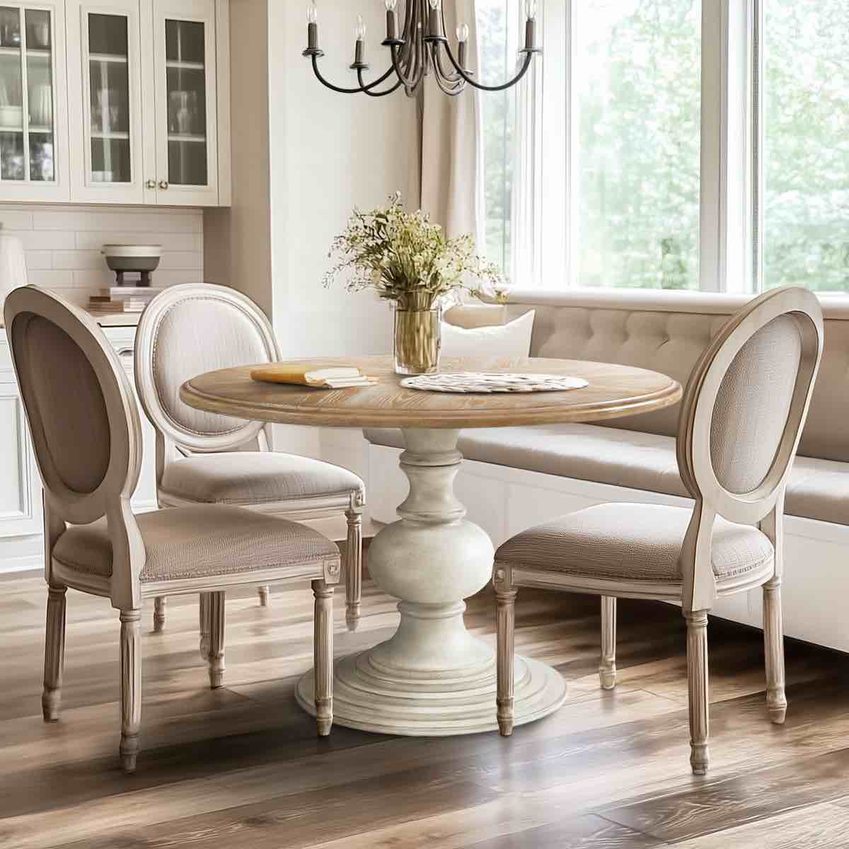 lexi 46” round dining table with pedestal base