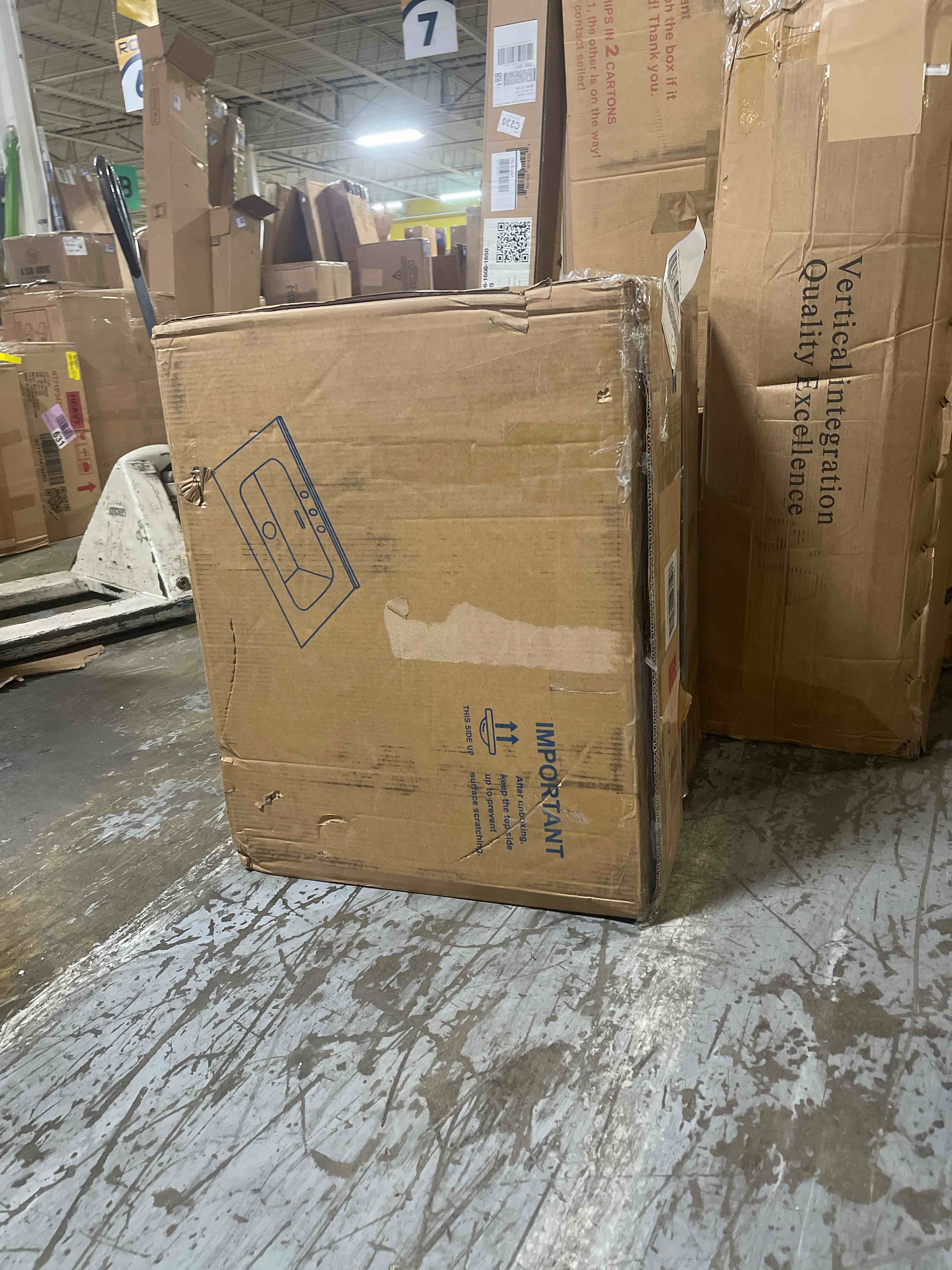 Condition photo showing As Is for derrance 36 inch single bathroom vanity with ceramic top with overflow, pre-assembled