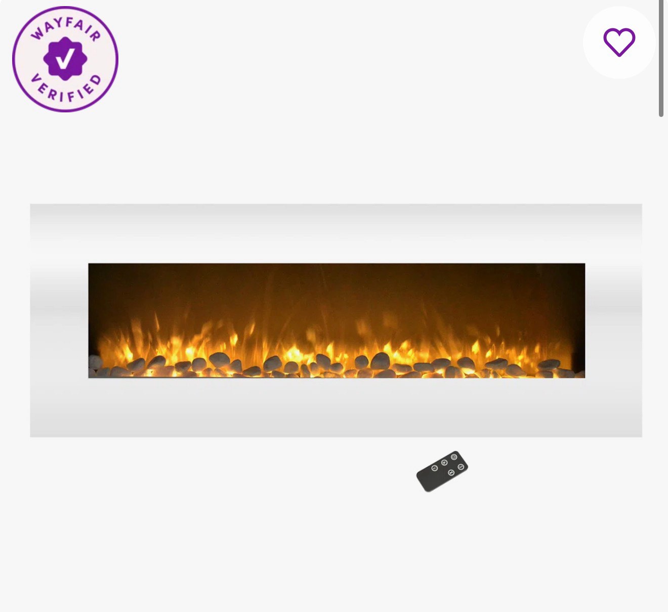 Wade Logan Electric Fireplace - 50 Inch Wall Mounted Fireplace with 10-Color LED Flames, 3 Backgrounds, Adjustable Brightness, and Remote