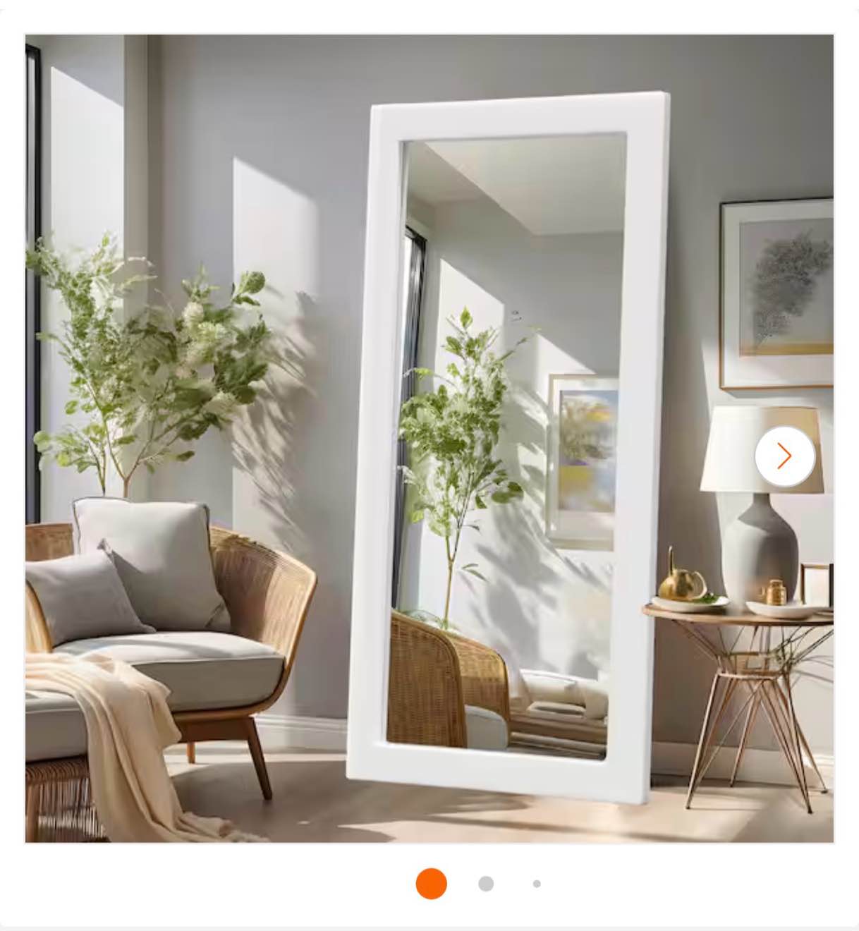 30 in. W x 65 in. H Classic Large White Rectangular Wood Frame Bathroom Vanity Wall Mirror / Full Body Mirro