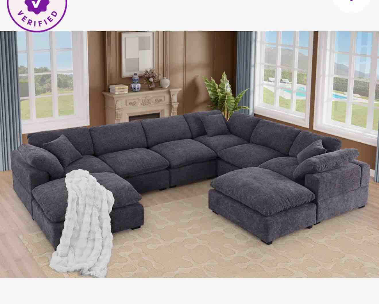 Worthland 143.2" Wide Chenille Reversible Corner Sectional (8- Piece)