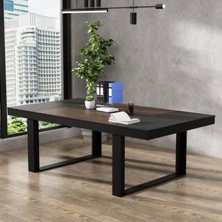 86.6 in. Width, Retangular Black Walnut Wood Writing Desk Office Commercial Desk Computer Table, Meeting Table