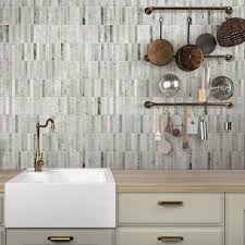 11.8" x 12" Stacked Polished Natural Marble Wall