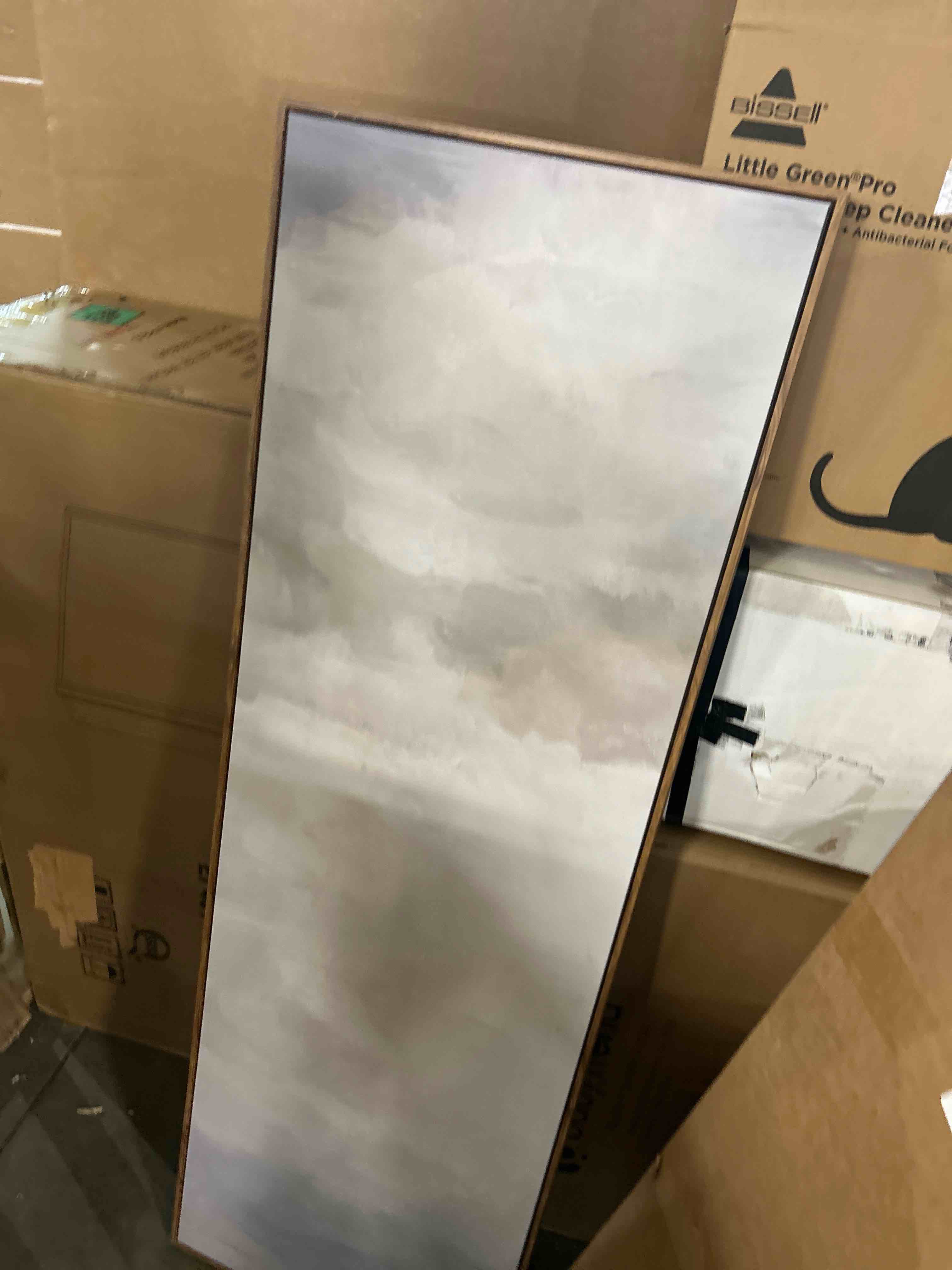 Condition photo showing New/Like New for signford large framed canvas print wall art soft cloud horizon gentle neutral abstract sky illustrations modern art calm warm for living room, bedroom, office - 60"x20"