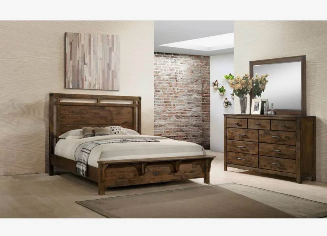 keslie brown panel bedroom set special  