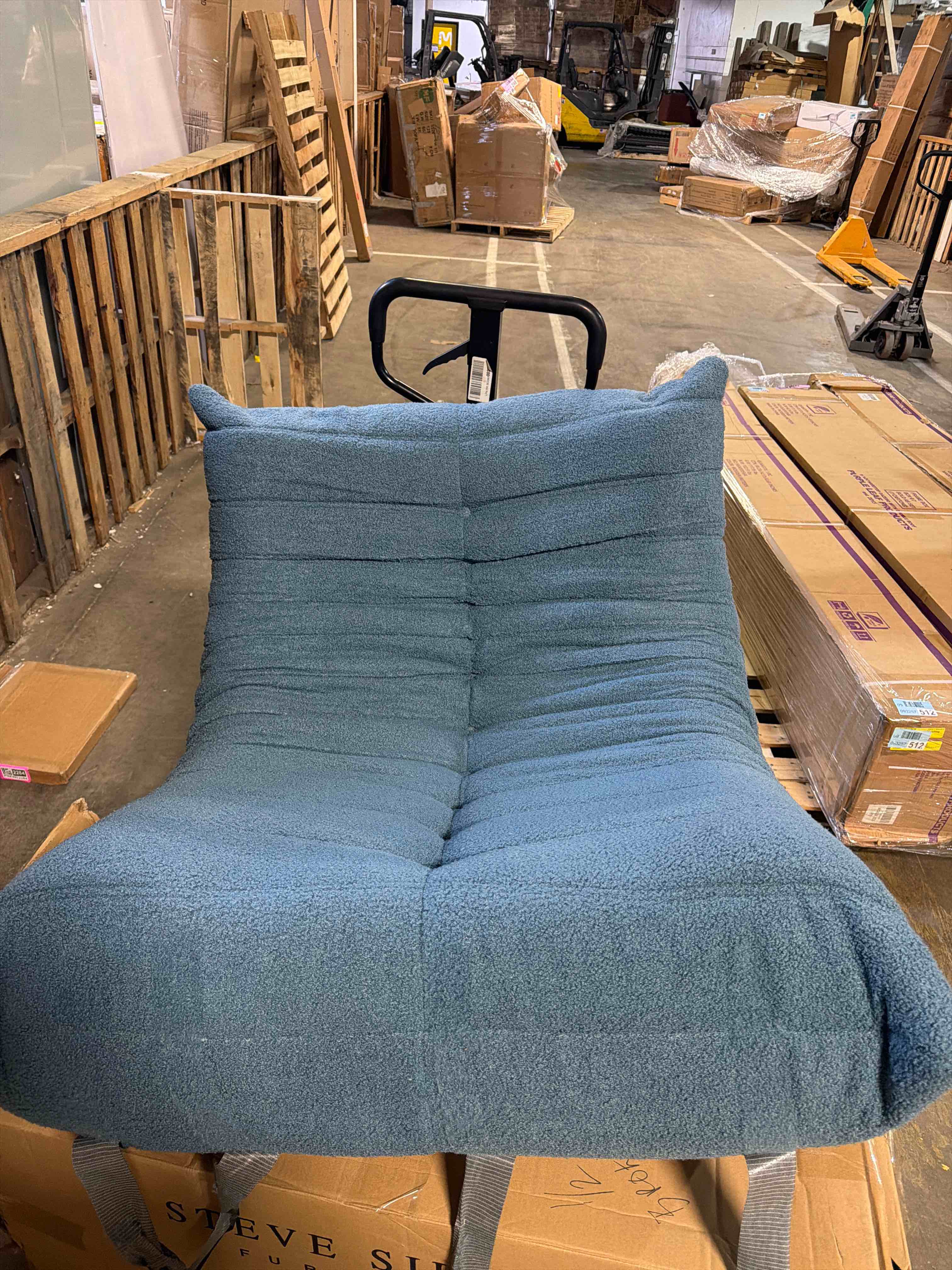 Condition photo showing New/Like New for gazecaia comfy bean bag chair for adults teens | fireside floor lounge chair, soft teddy high-resilience memory foam bean bag couch with non-slip base, for living room bedroom apartment office, blue