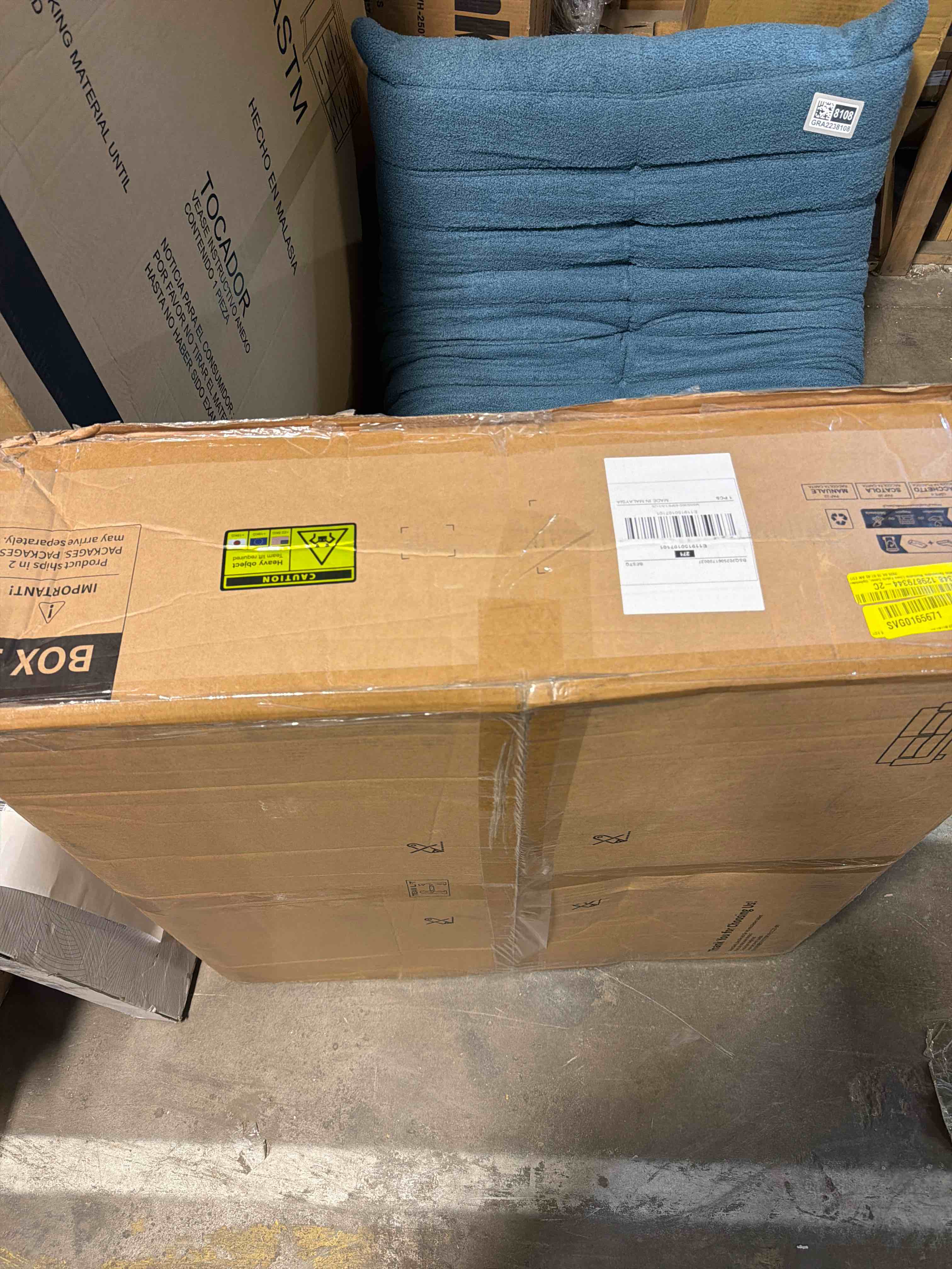 Condition photo showing As Is for modern sofa with removable washable linen fabric cover, upholster