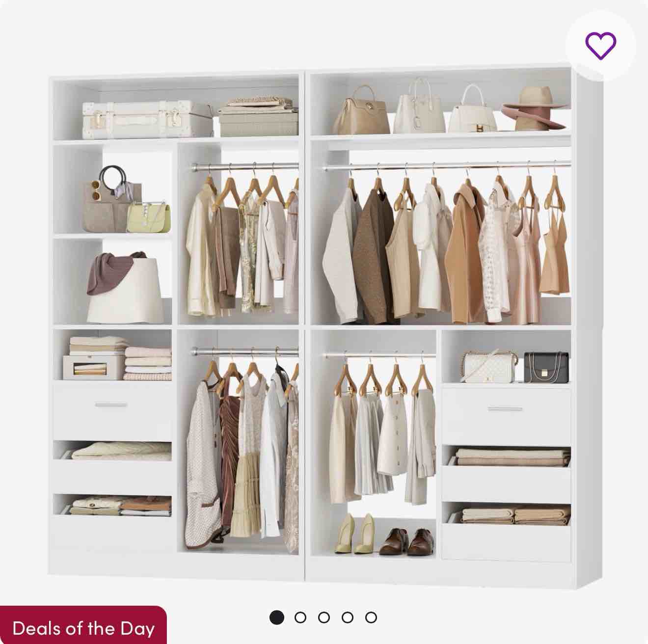 72"closet system with 6 drawers and 4 rods