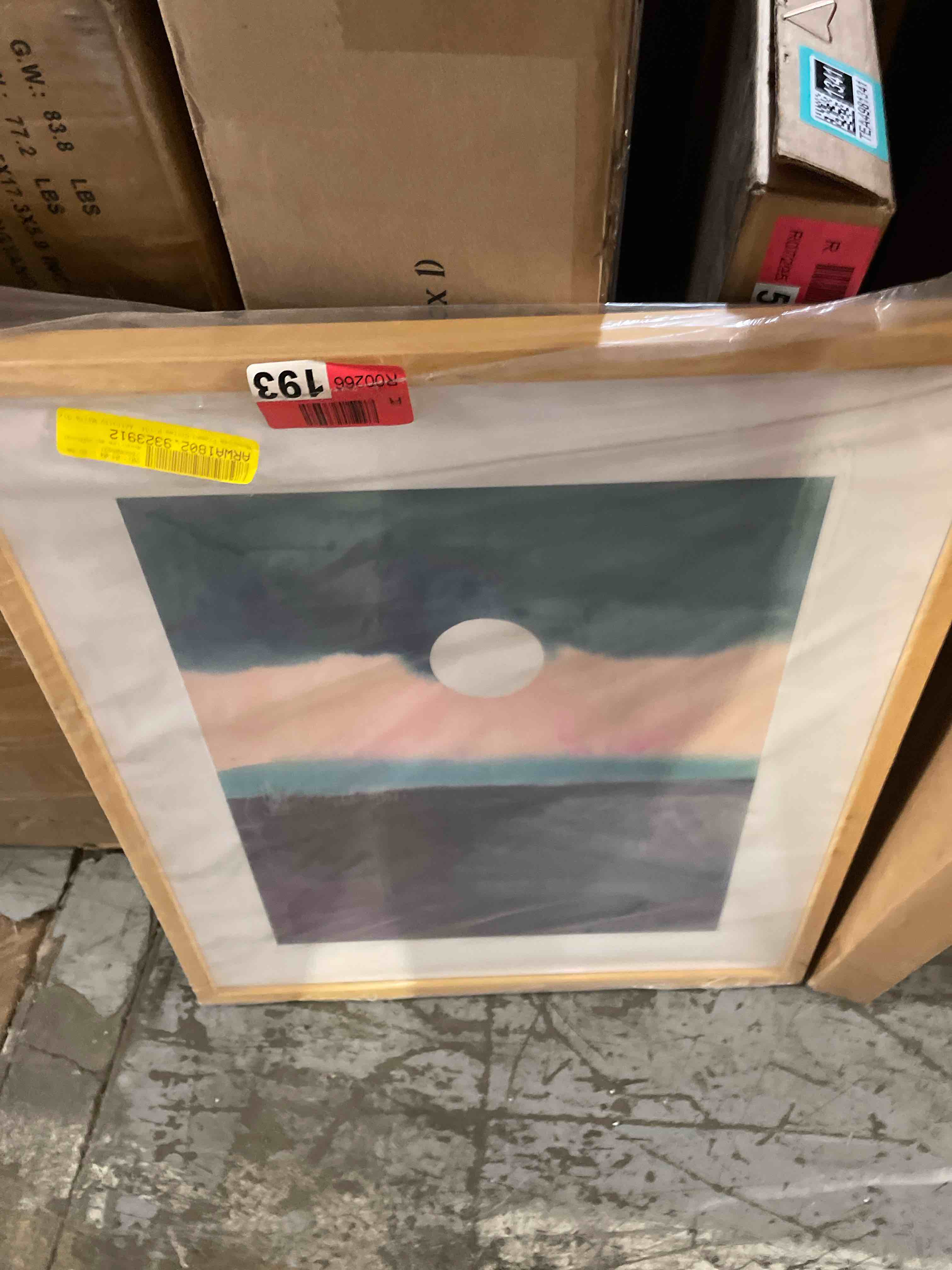 Condition photo showing As Is for moonrise framed giclee print. artfully walls siz