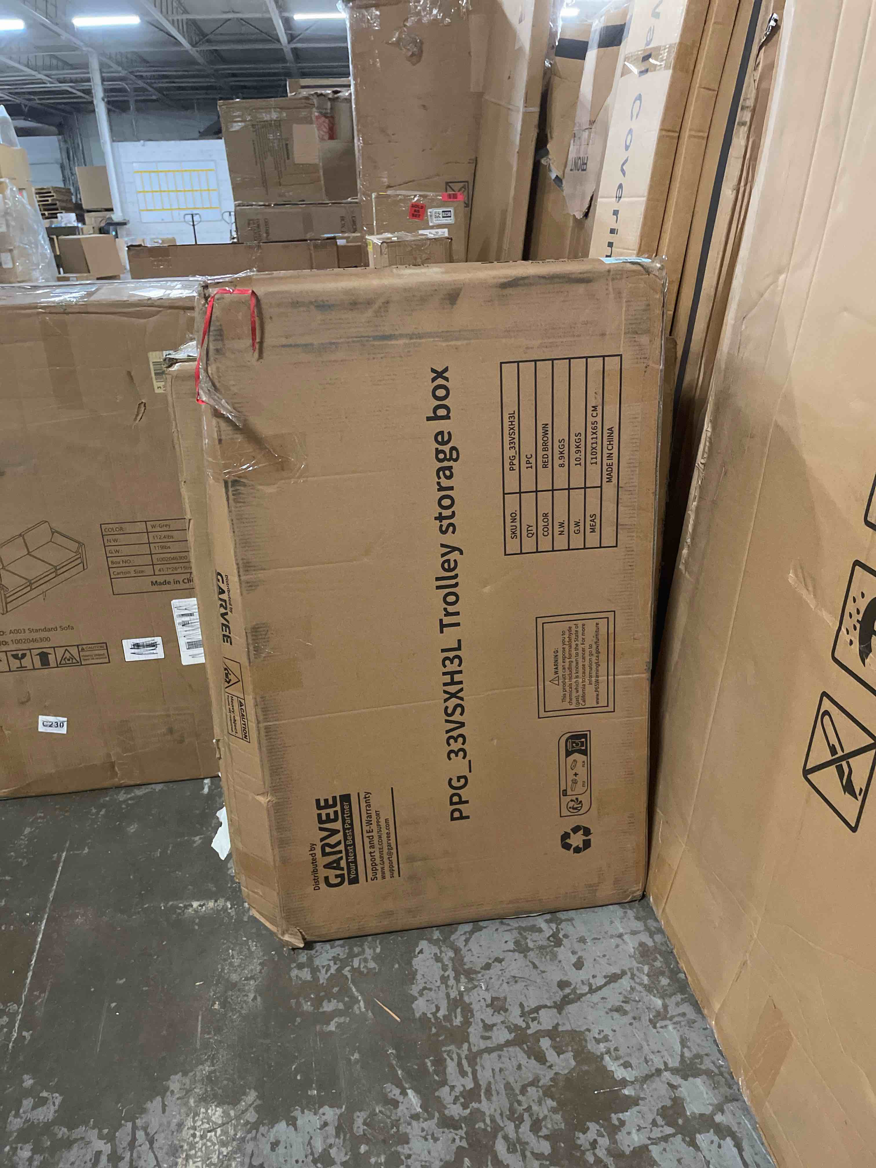 Condition photo showing As Is for incomplete garvee trolley storage box