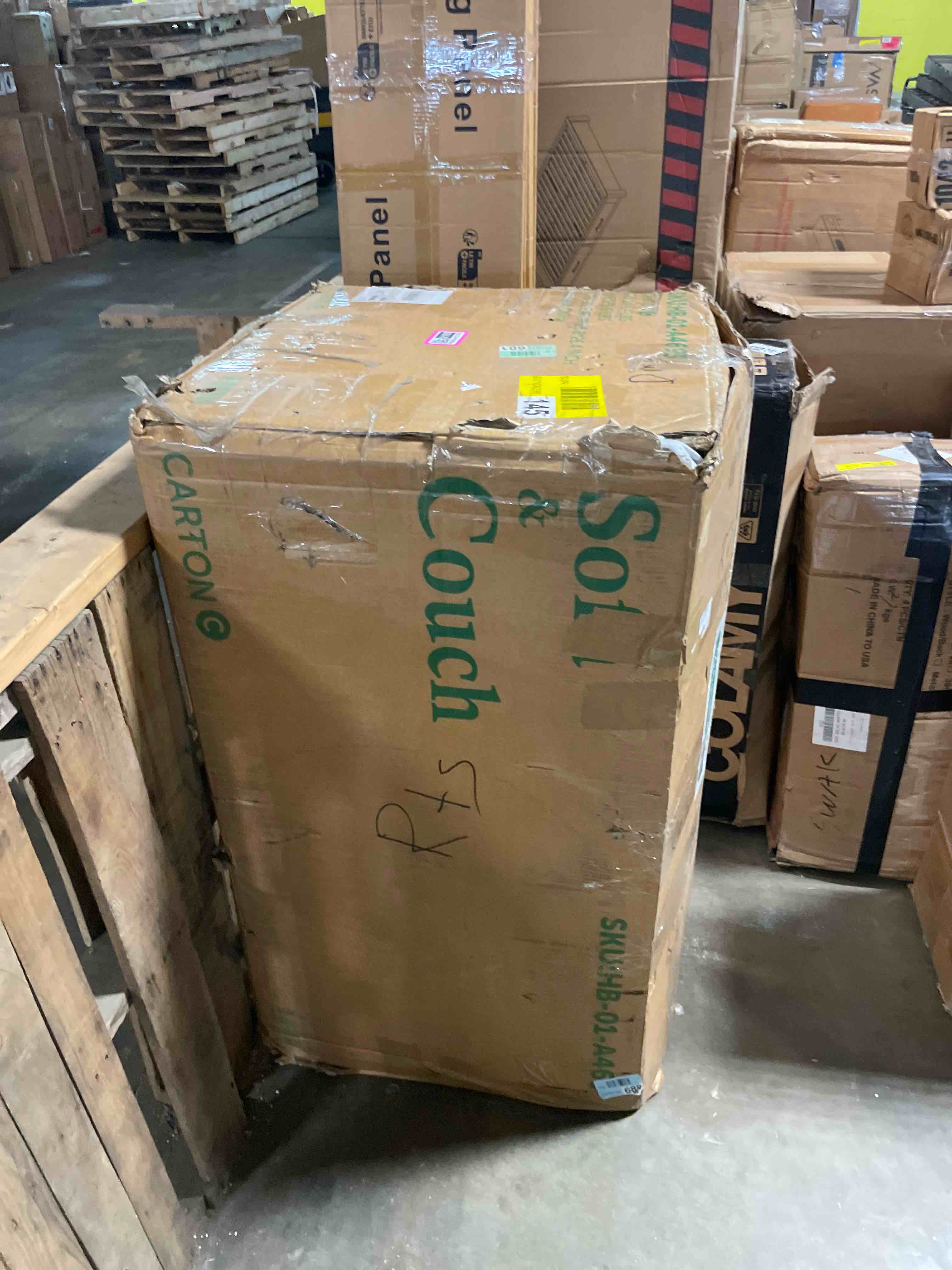 Condition photo showing As Is for u-shaped sectional sofa with double chaise,linen fabric 4-seat modern couch, removable pillows for apartment living room, black (chaise only)