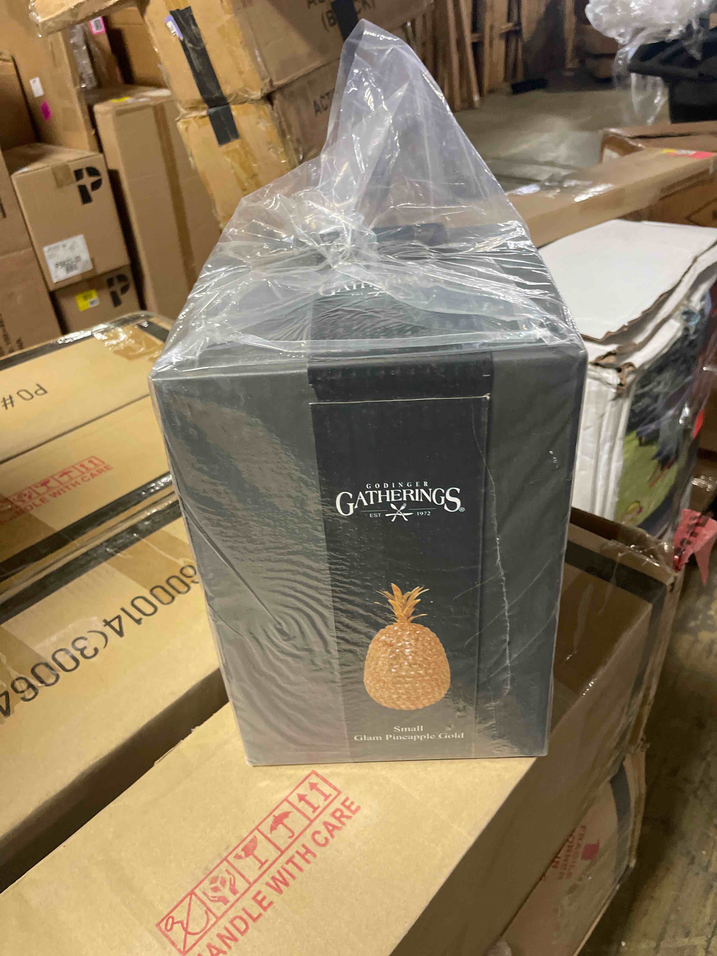 Condition photo showing New/Like New for godinger glam pineapple fruit holiday decoration - gold