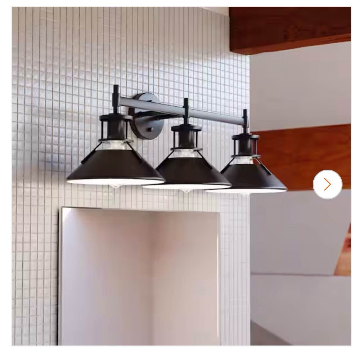 canton 29 in. w 3-light black and matte white vanity light fixture farmhouse metal shade bathroom wall lighting