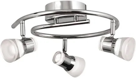 pro track 3-head led ceiling track light fixture kit gu10 directional adjustable silver brushed nickel finish metal industrial spiral kitchen bathroom living room dining hallway bedroom 15 3/4" wide