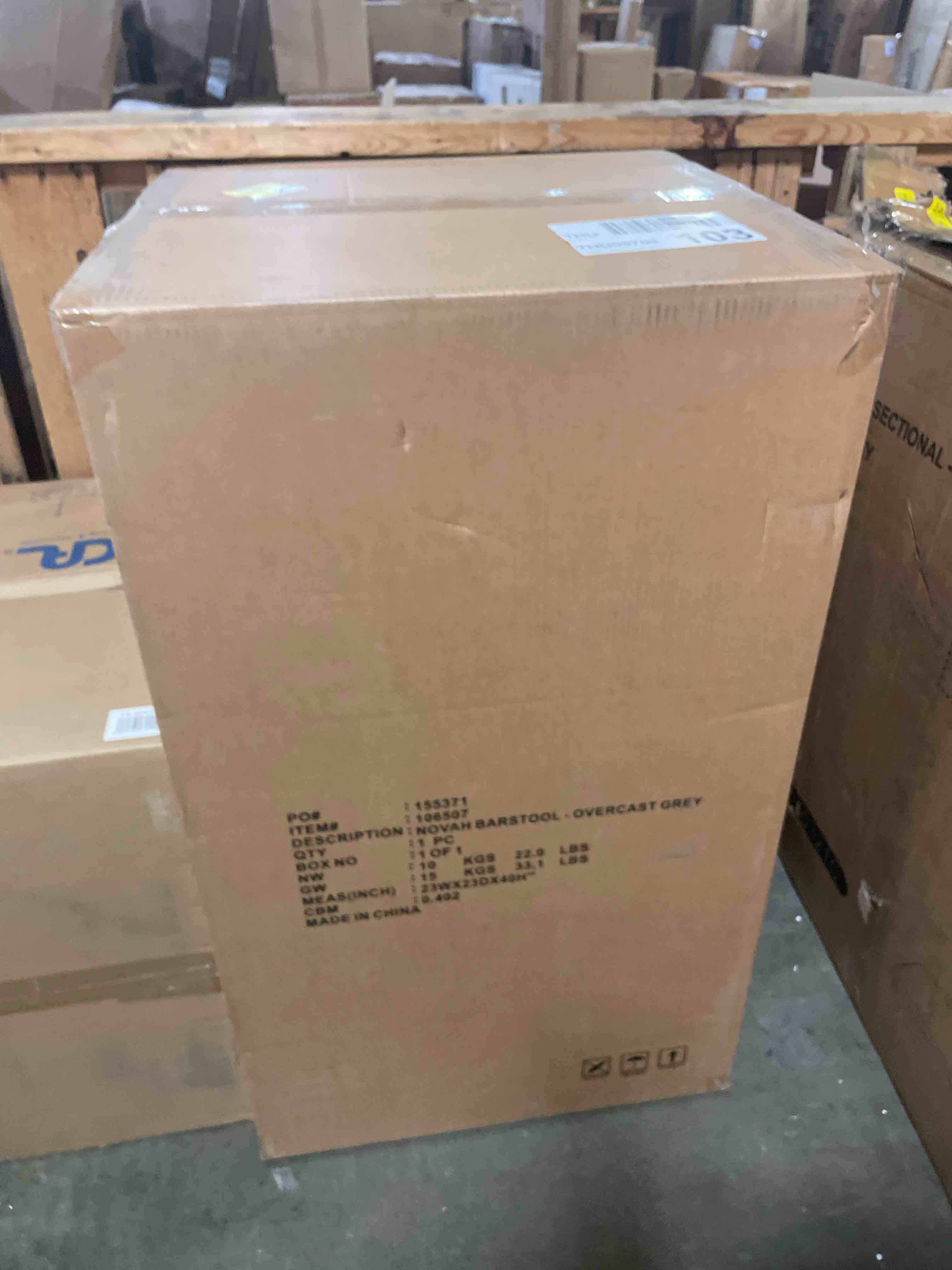 Condition photo showing New/Like New for nova barstool -overcast grey
