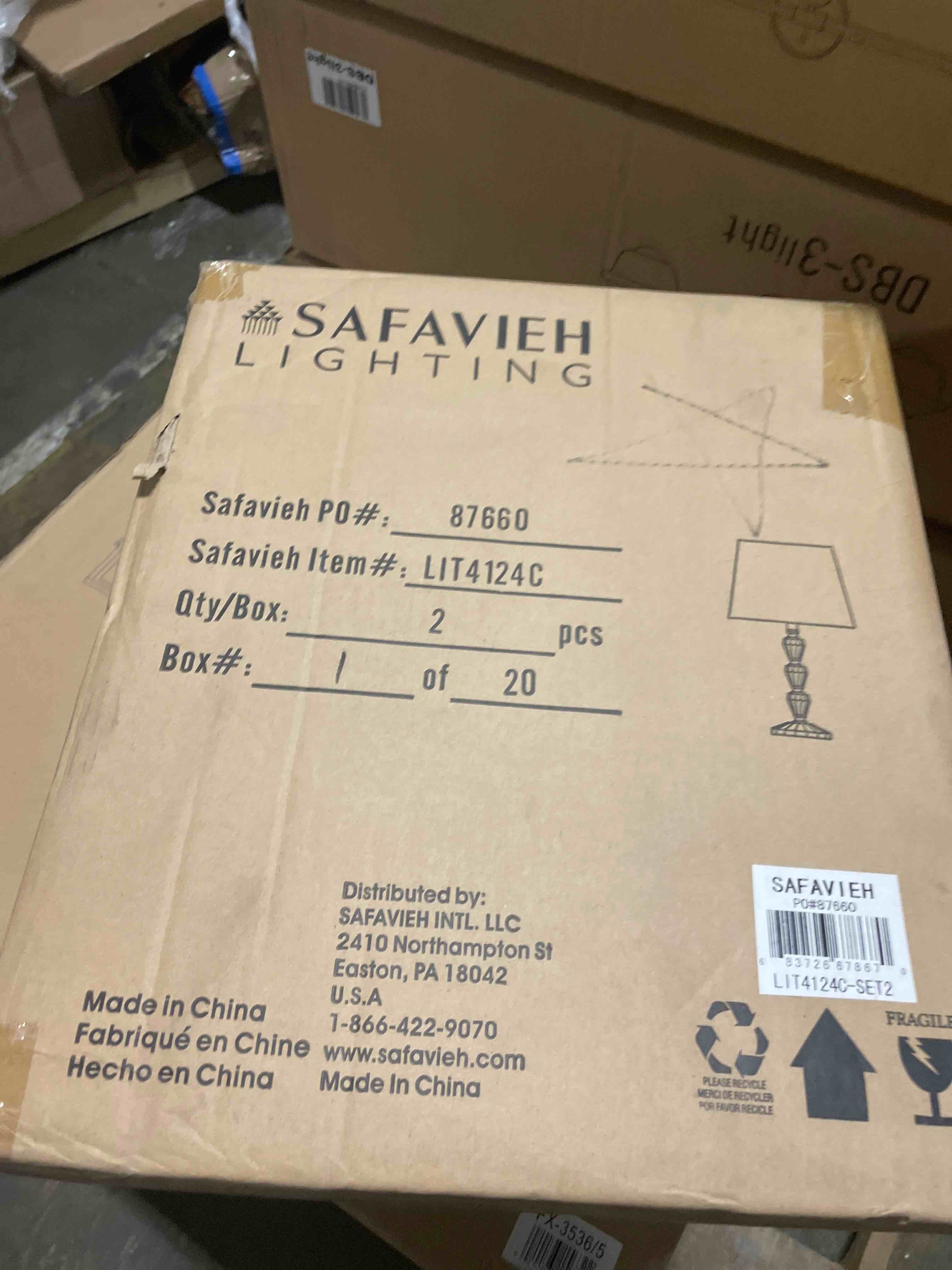 Condition photo showing New/Like New for safavieh lighting collection dylan modern glam tiered crystal orb/ off-white shade 16-inch bedroom living room home office desk nightstand table lamp set of 2 (led bulbs included)