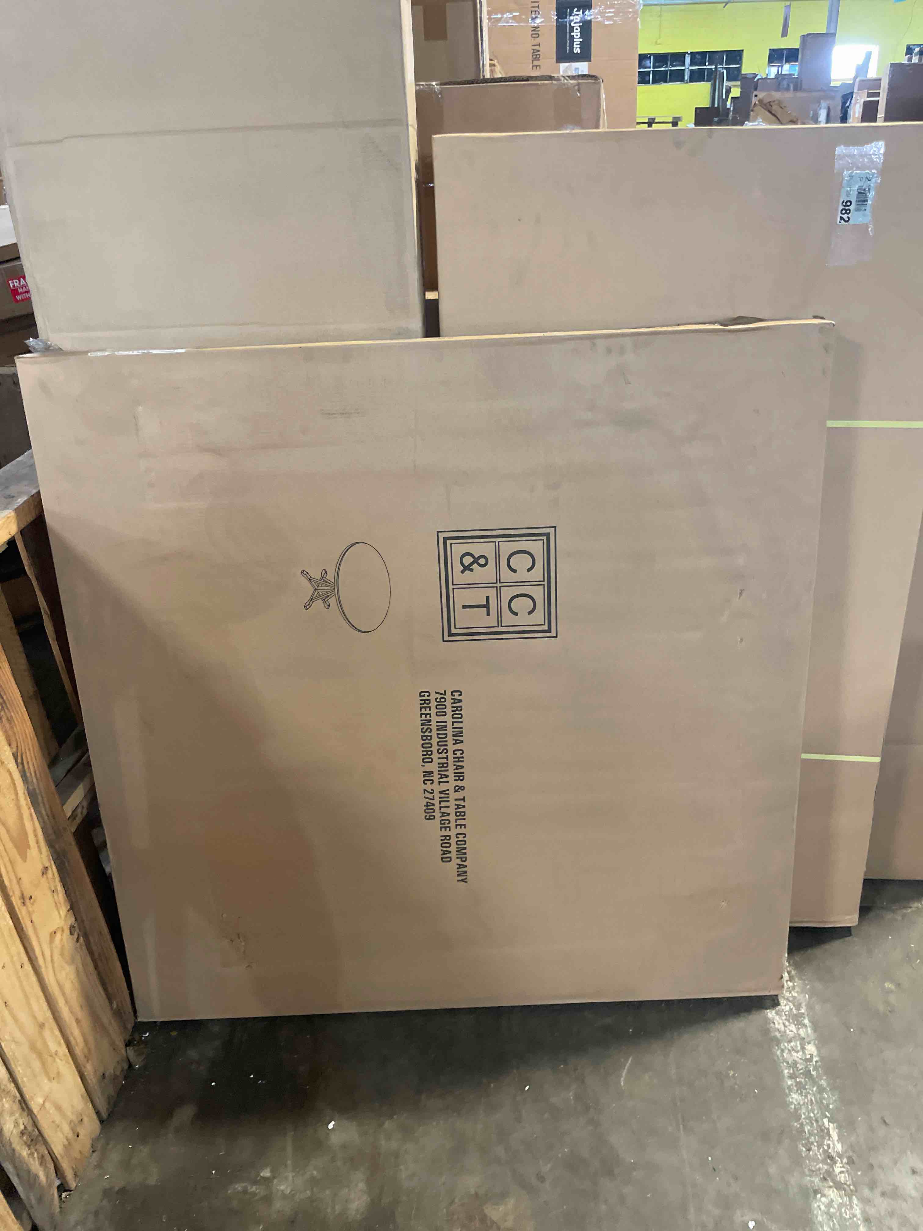 Condition photo showing As Is for carolina chair & table monet x-base round dining table - elegant multi step finish solid wood pedestal table - contemporary style indoor furniture for farmhouse, kitchen, dining room (table top only)