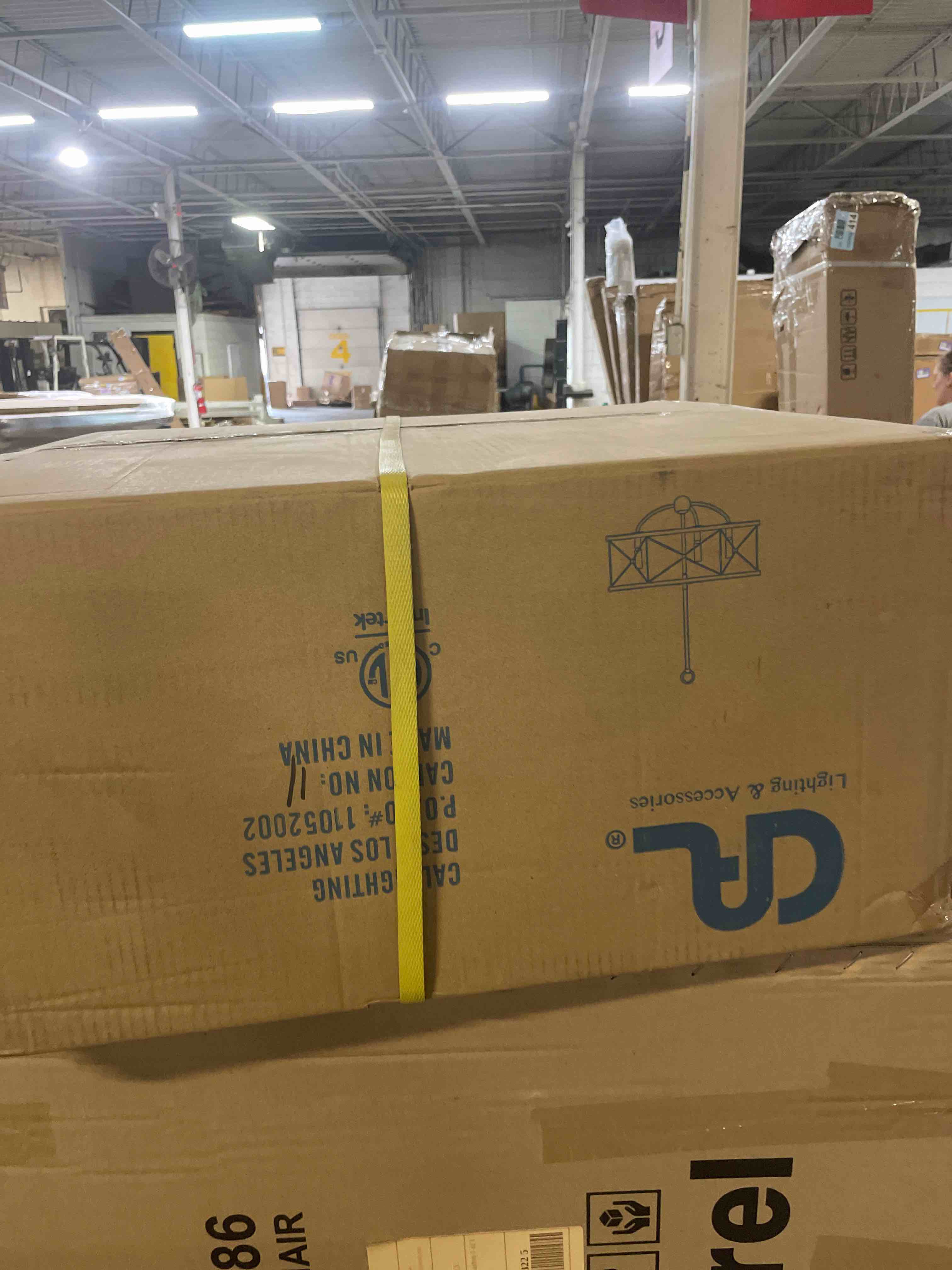 Condition photo showing New/Like New for cal lighting fx-3685-5 transitional five light pendant from modica collection in bronze / dark finish, 27.50x22.00x22.00, distress ivory/iron